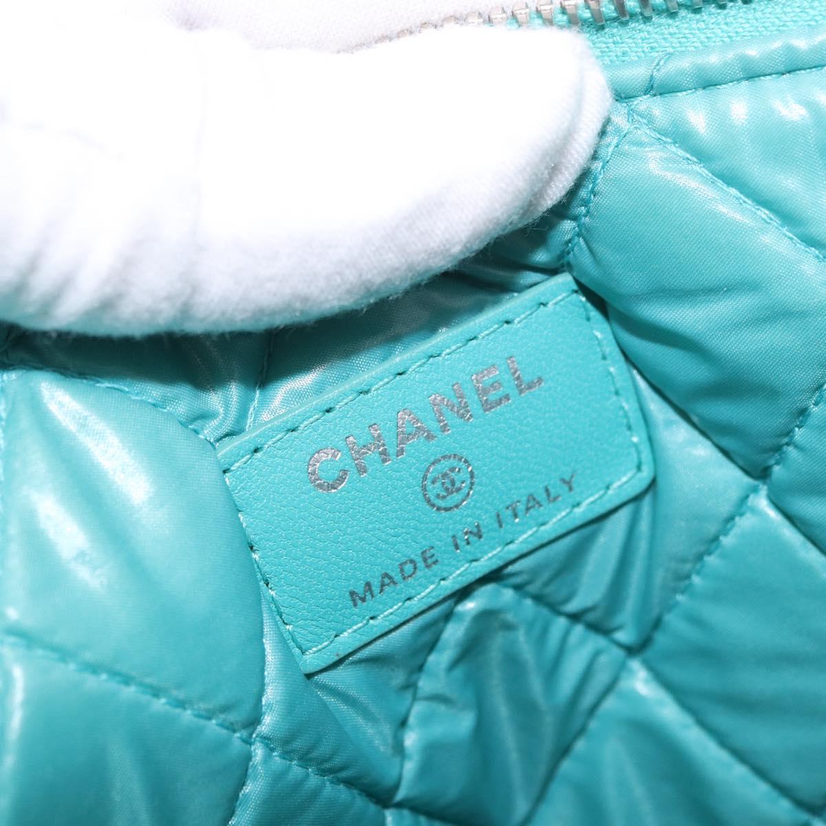 CHANEL Coco Havana Clutch Bag Lamb Skin Turquoise Blue Silver Auth 185438V - Jerrillo image 9