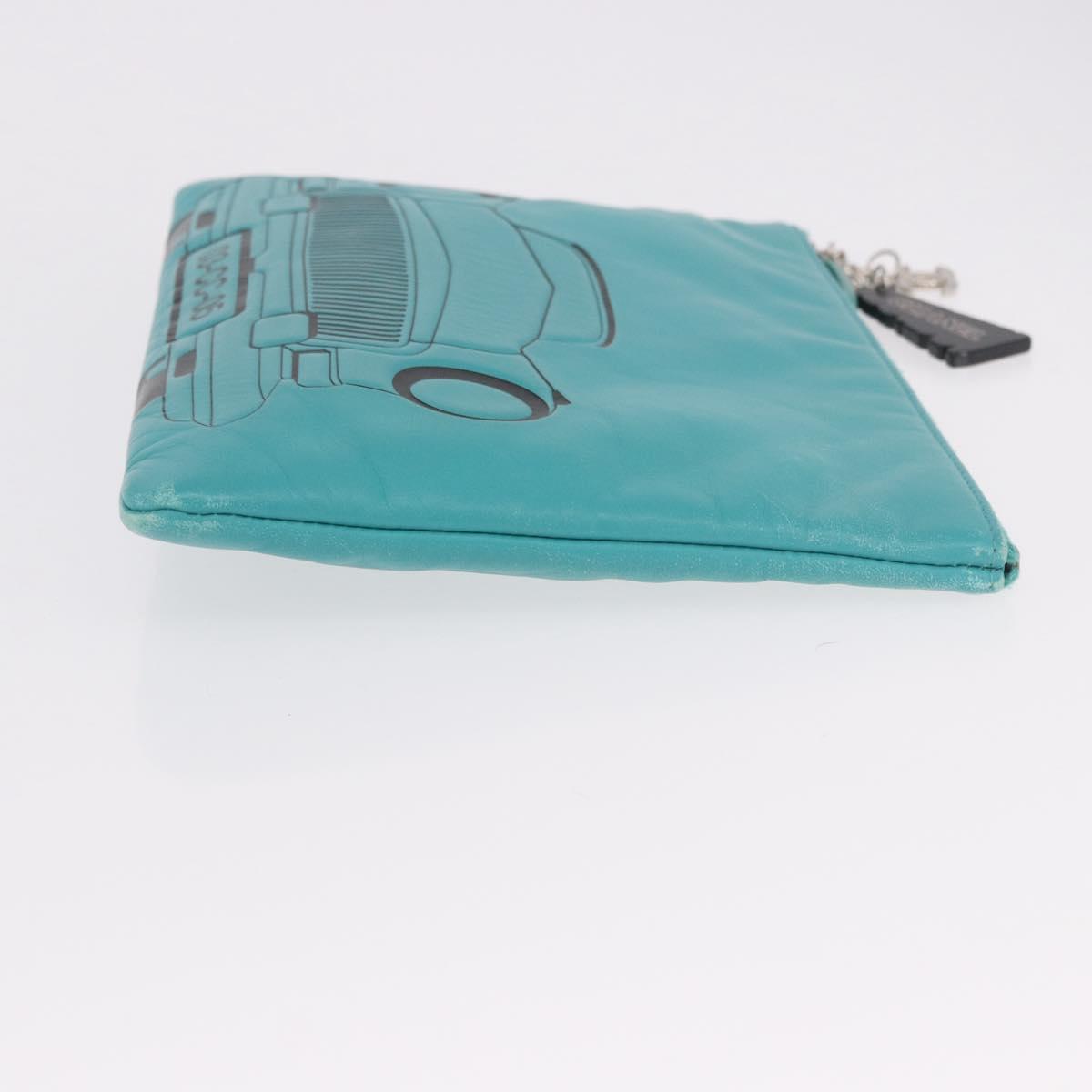 CHANEL Coco Havana Clutch Bag Lamb Skin Turquoise Blue Silver Auth 185438V - Jerrillo image 3