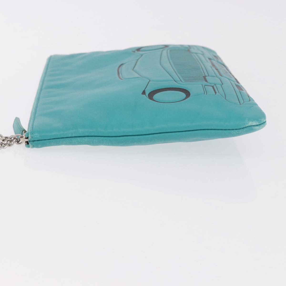 CHANEL Coco Havana Clutch Bag Lamb Skin Turquoise Blue Silver Auth 185438V - Jerrillo image 4
