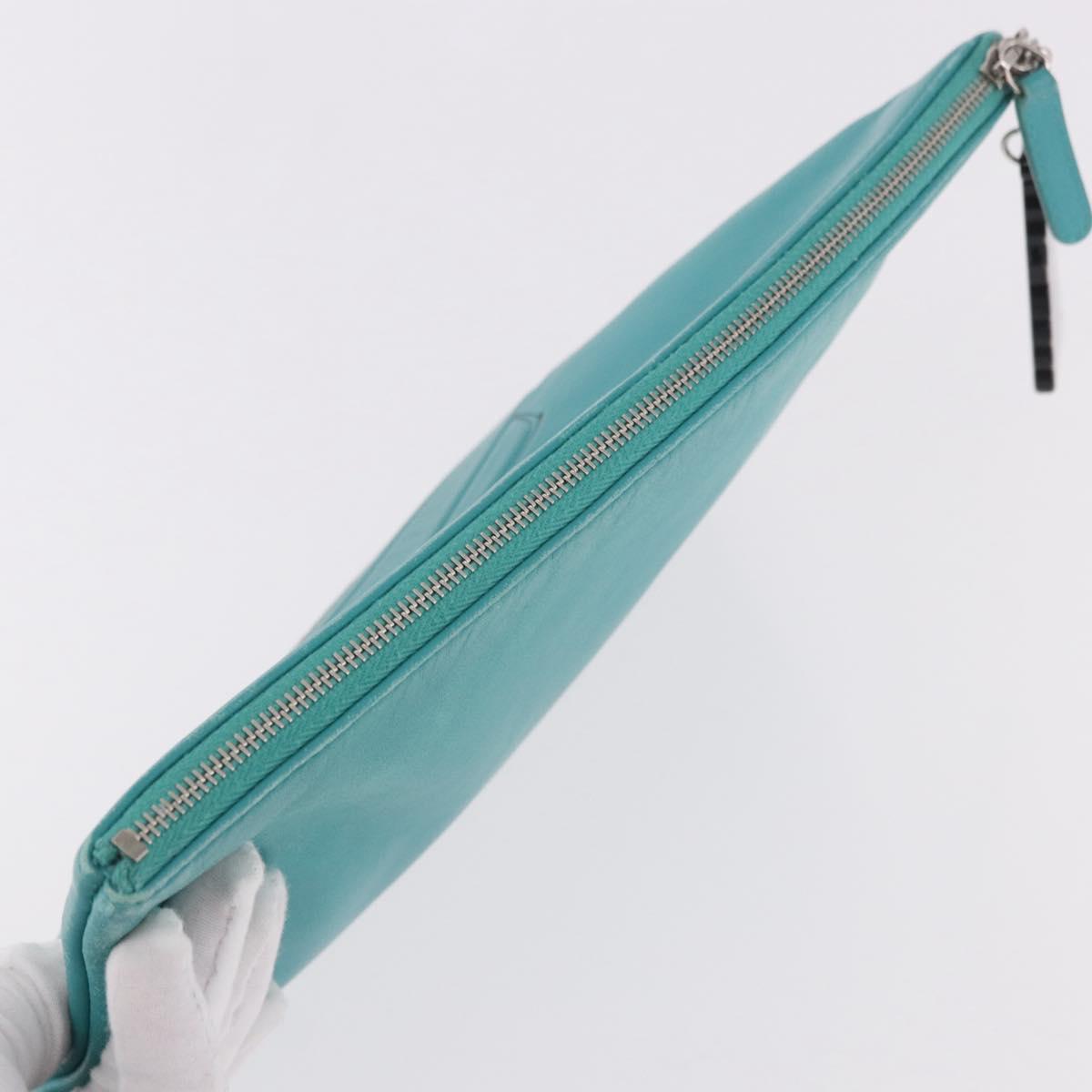 CHANEL Coco Havana Clutch Bag Lamb Skin Turquoise Blue Silver Auth 185438V - Jerrillo image 5