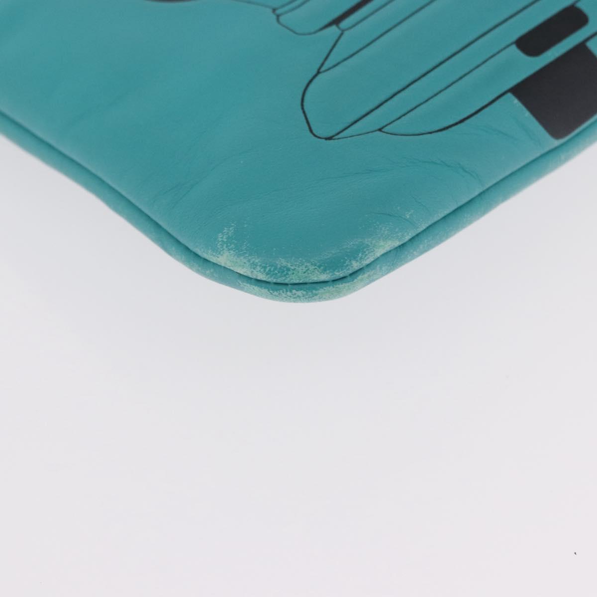 CHANEL Coco Havana Clutch Bag Lamb Skin Turquoise Blue Silver Auth 185438V - Jerrillo image 7