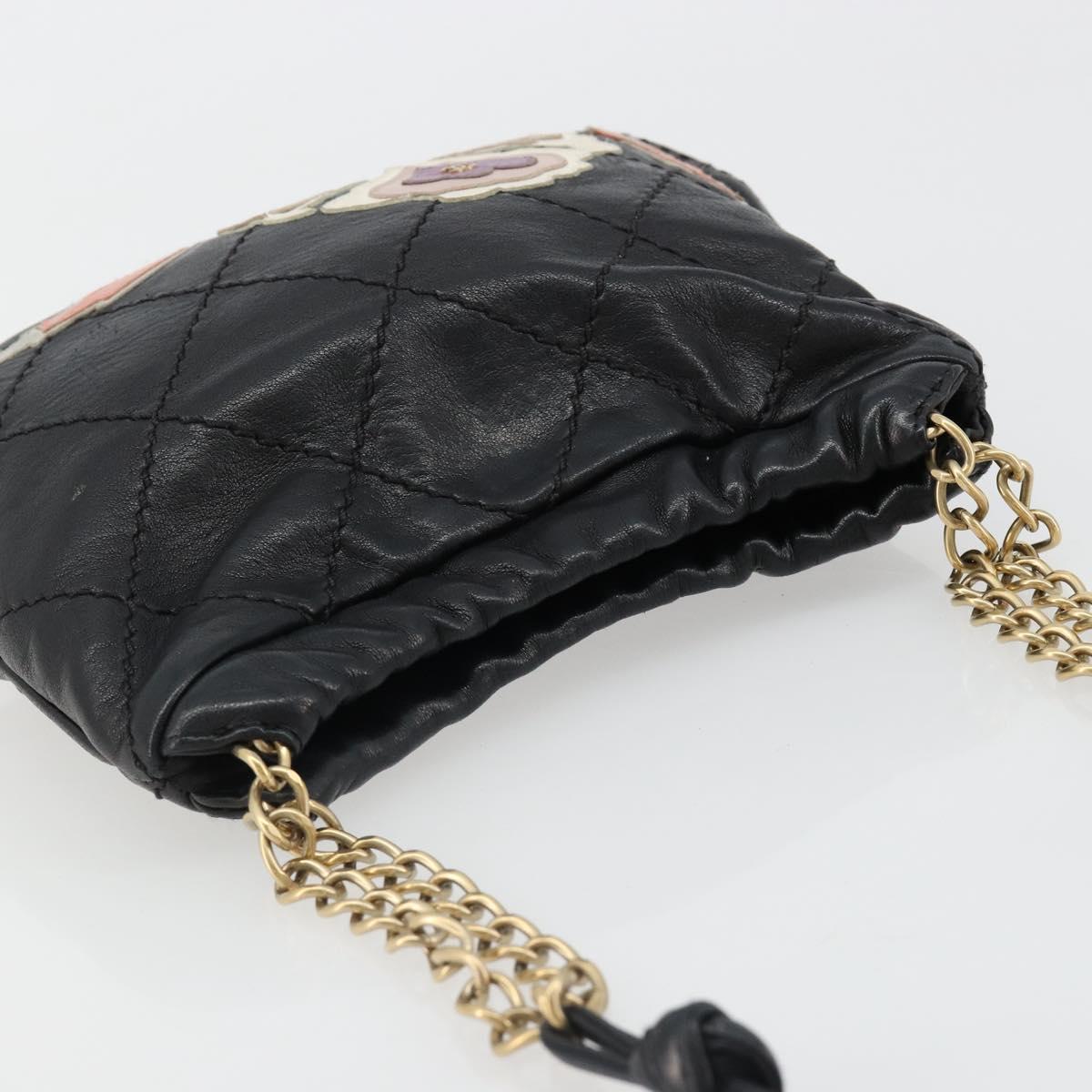 CHANEL Wild Stitch Chain Shoulder Bag Lamb Skin Black Gold CC Auth 185441M - Jerrillo image 6