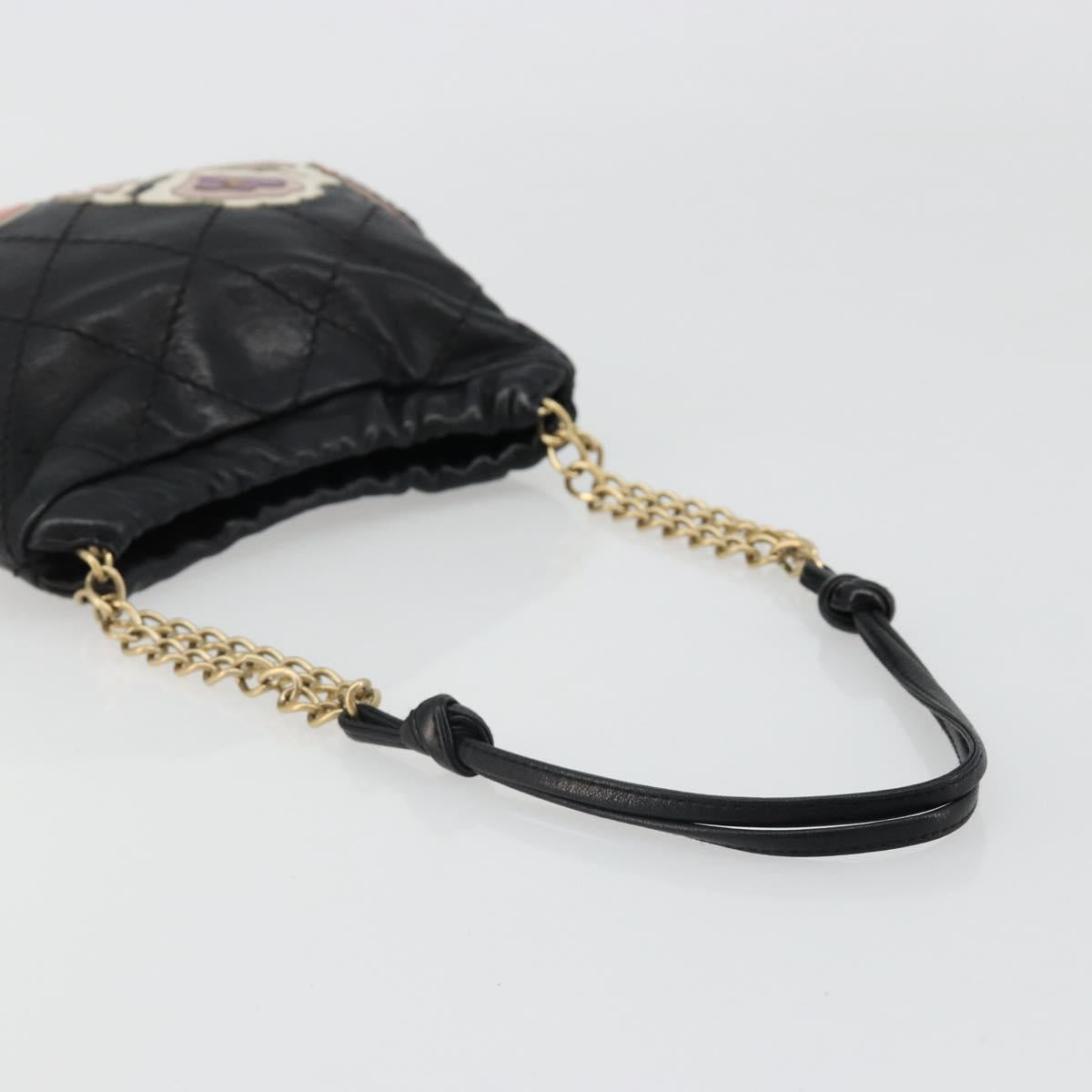 CHANEL Wild Stitch Chain Shoulder Bag Lamb Skin Black Gold CC Auth 185441M - Jerrillo image 7