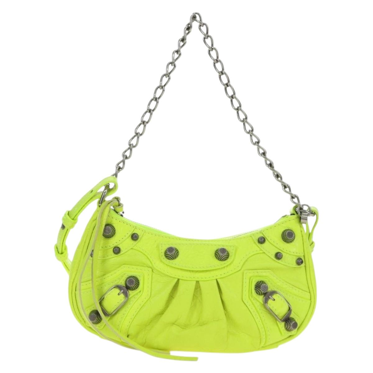 BALENCIAGA Chain Le Cagole Mini Bag Leather 2way Green Silver Auth 185444M - Jerrillo image 2