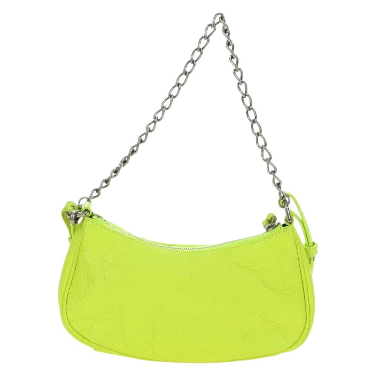 BALENCIAGA Chain Le Cagole Mini Bag Leather 2way Green Silver Auth 185444M - Jerrillo image 3