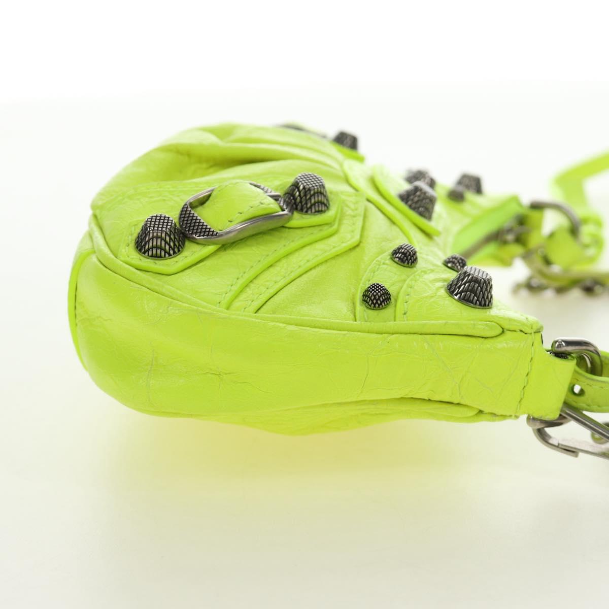 BALENCIAGA Chain Le Cagole Mini Bag Leather 2way Green Silver Auth 185444M - Jerrillo image 5