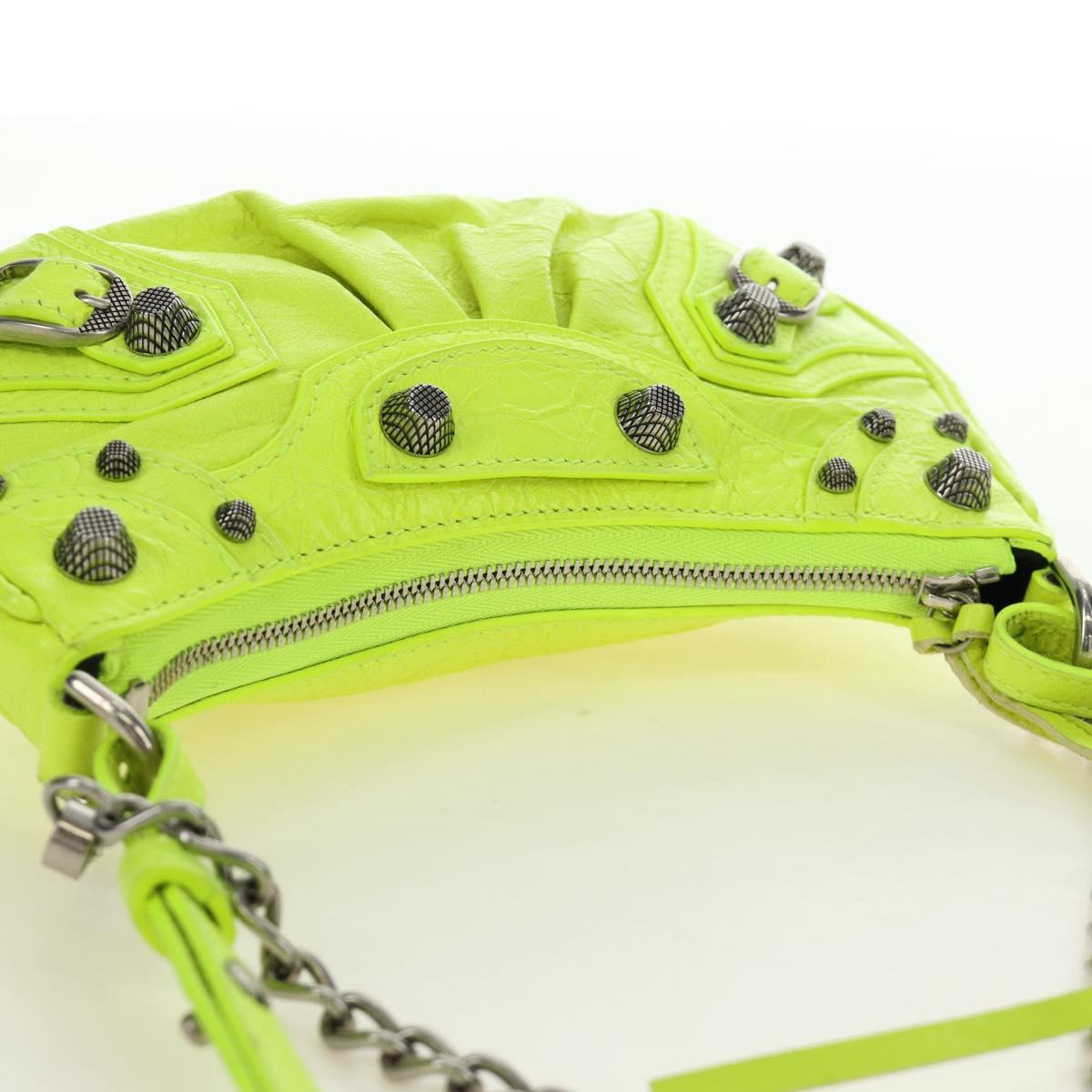 BALENCIAGA Chain Le Cagole Mini Bag Leather 2way Green Silver Auth 185444M - Jerrillo image 6