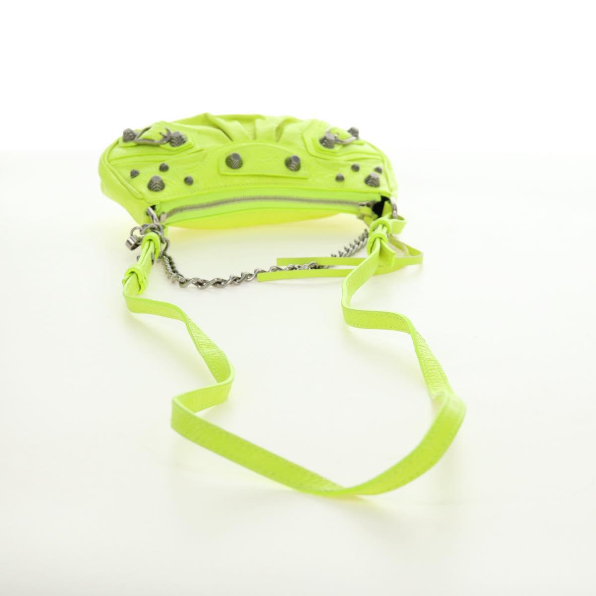 BALENCIAGA Chain Le Cagole Mini Bag Leather 2way Green Silver Auth 185444M - Jerrillo image 9
