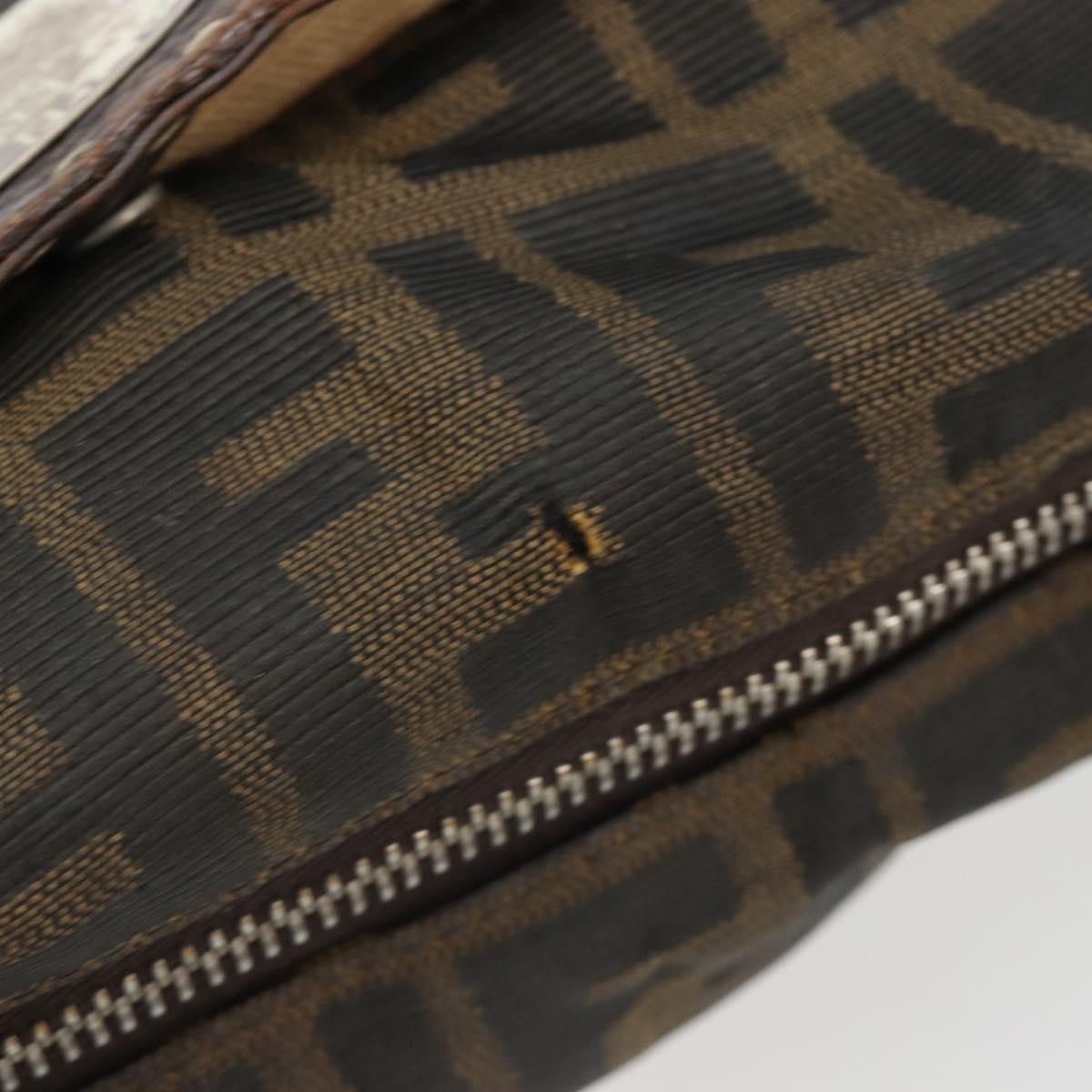 FENDI Zucca Canvas Shoulder Bag Black Brown Auth 185685 - Jerrillo image 10