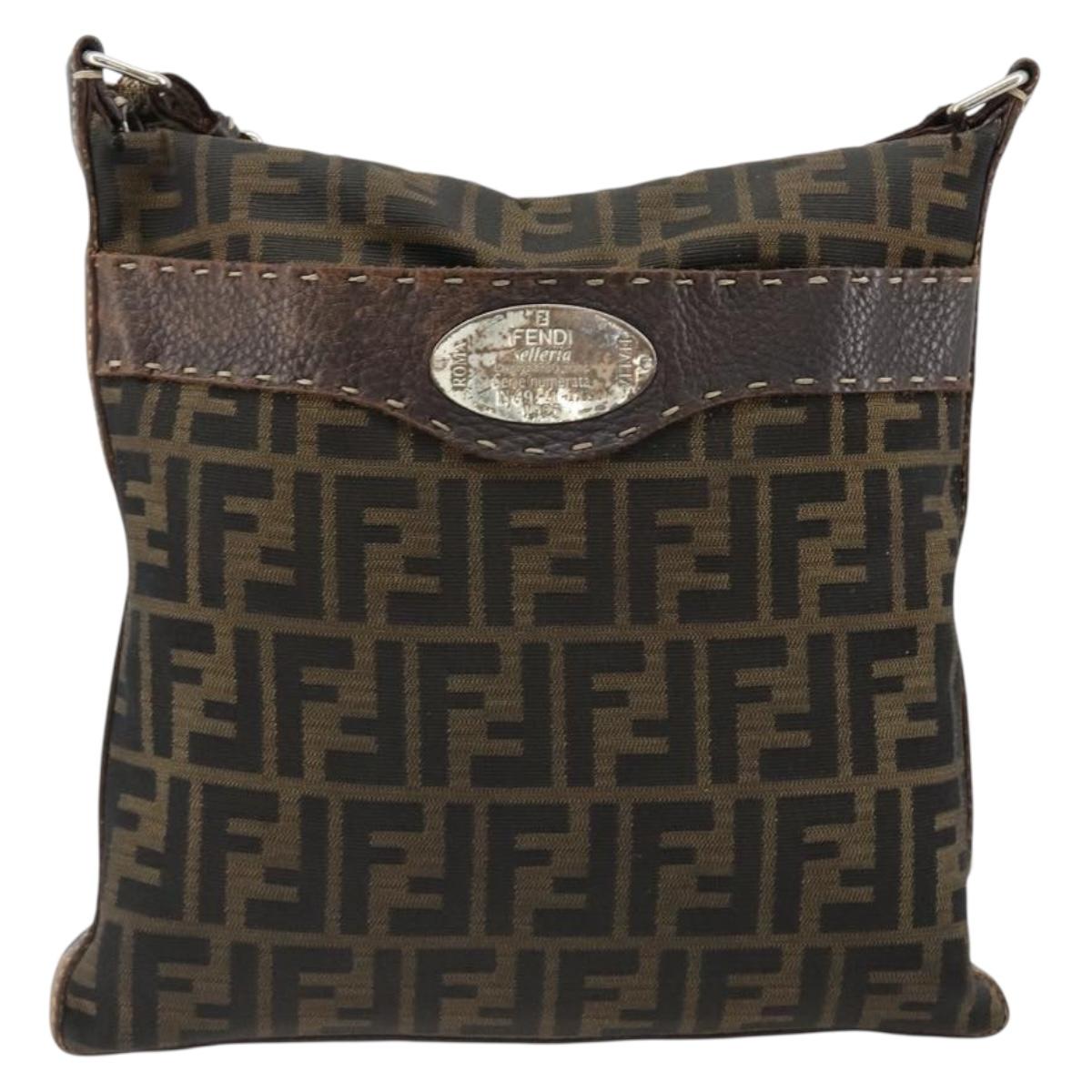 FENDI Zucca Canvas Shoulder Bag Black Brown Auth 185685 - Jerrillo image 2