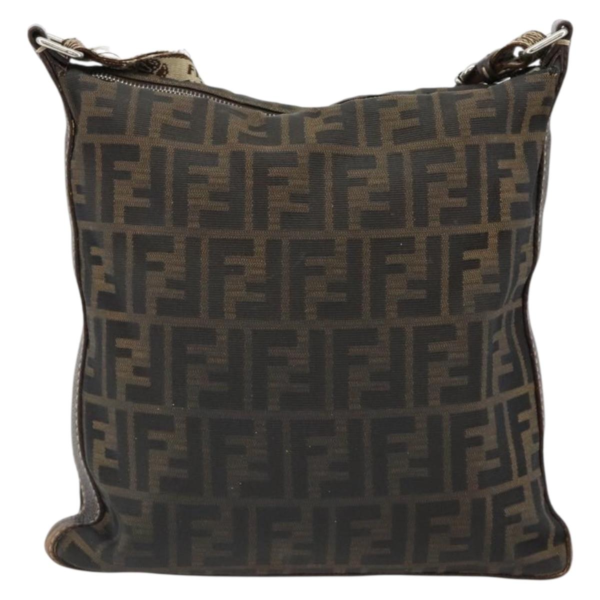 FENDI Zucca Canvas Shoulder Bag Black Brown Auth 185685 - Jerrillo image 3