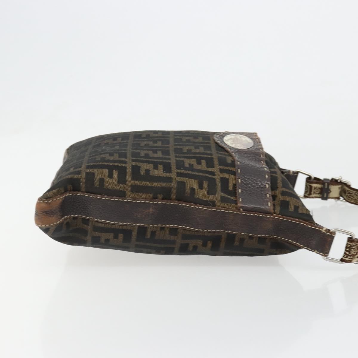 FENDI Zucca Canvas Shoulder Bag Black Brown Auth 185685 - Jerrillo image 4