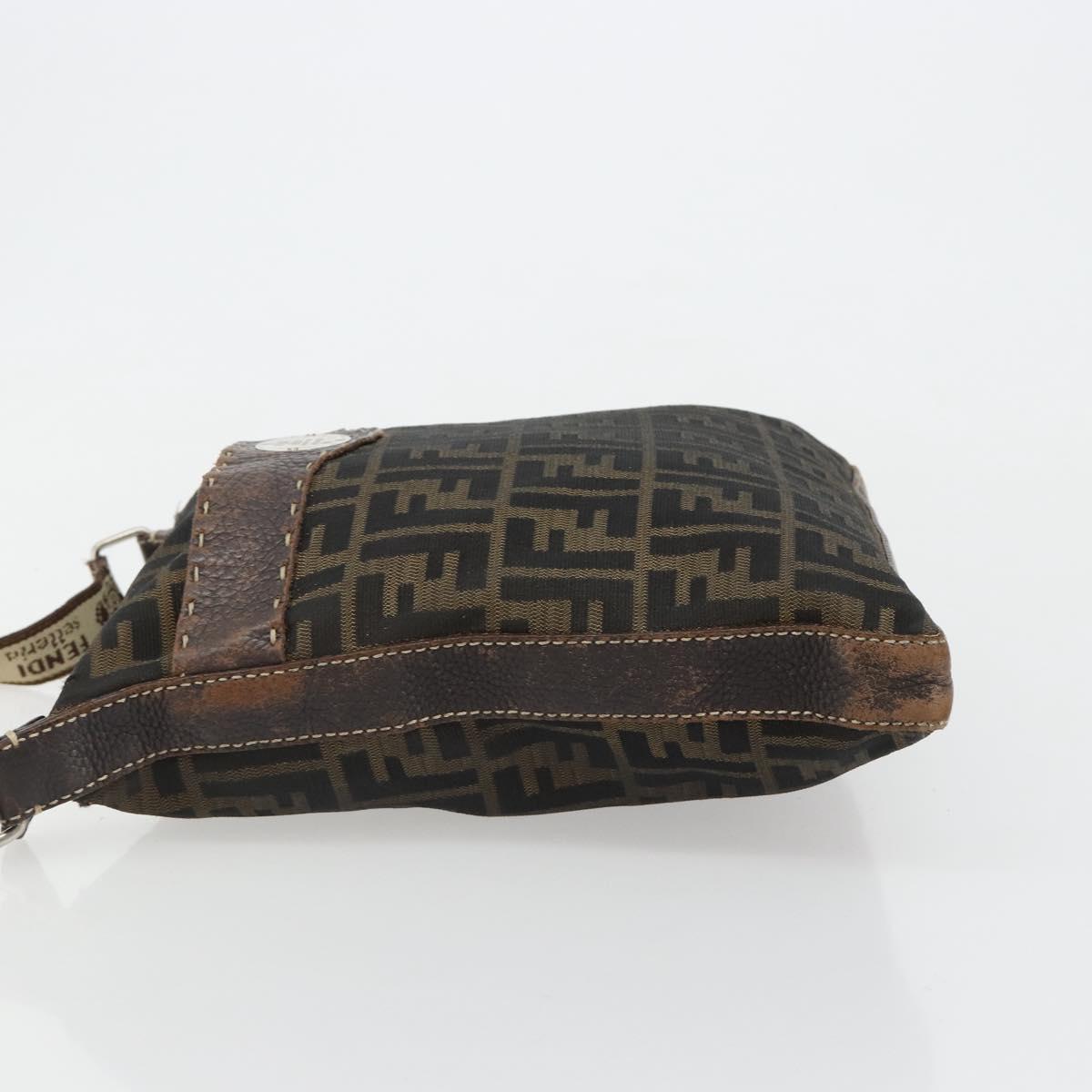FENDI Zucca Canvas Shoulder Bag Black Brown Auth 185685 - Jerrillo image 5