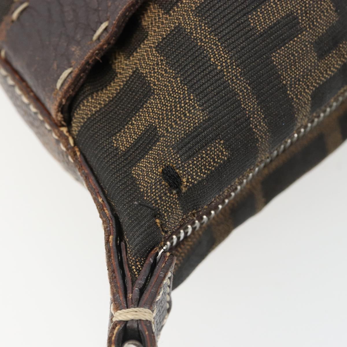 FENDI Zucca Canvas Shoulder Bag Black Brown Auth 185685 - Jerrillo image 9