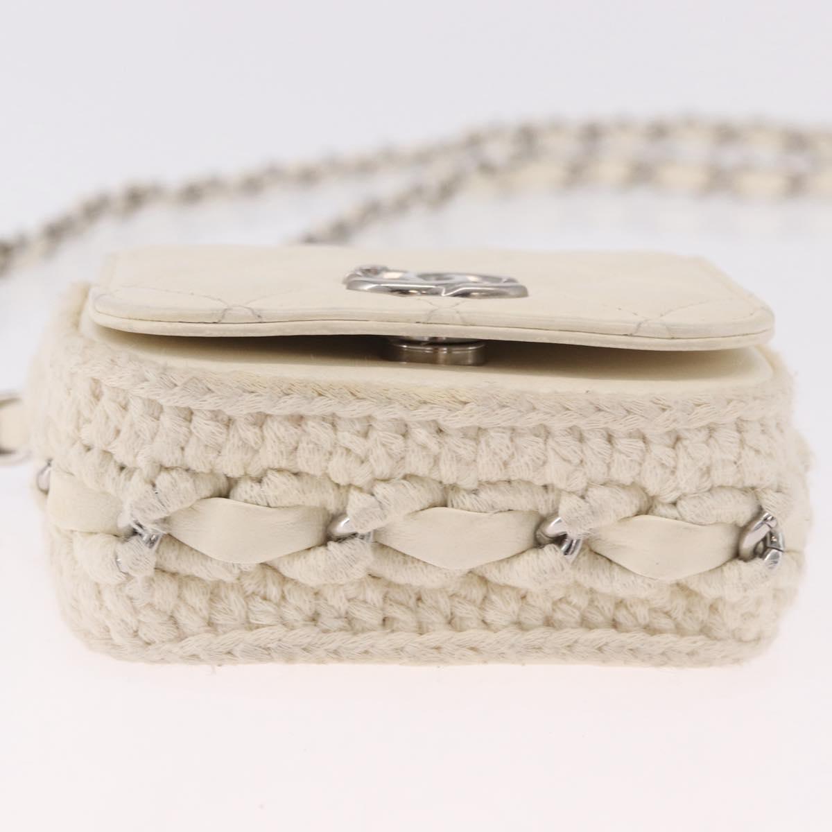 CHANEL Matelasse Chain Shoulder Bag Lamb Skin White Silver CC Auth 185770SAM - Jerrillo image 10