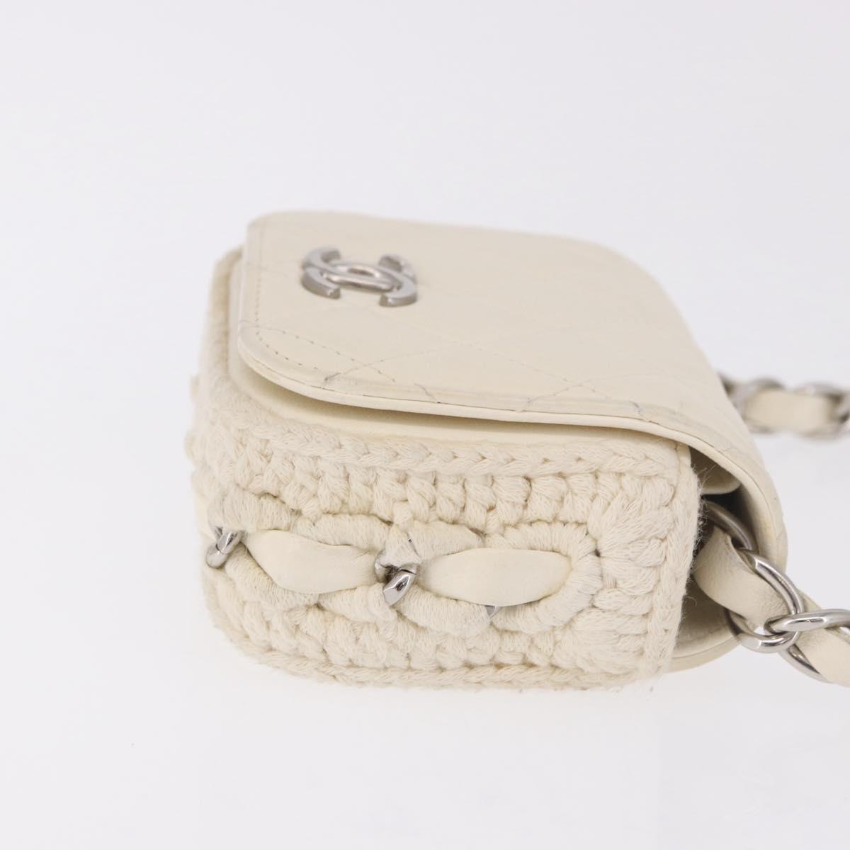 CHANEL Matelasse Chain Shoulder Bag Lamb Skin White Silver CC Auth 185770SAM - Jerrillo image 4