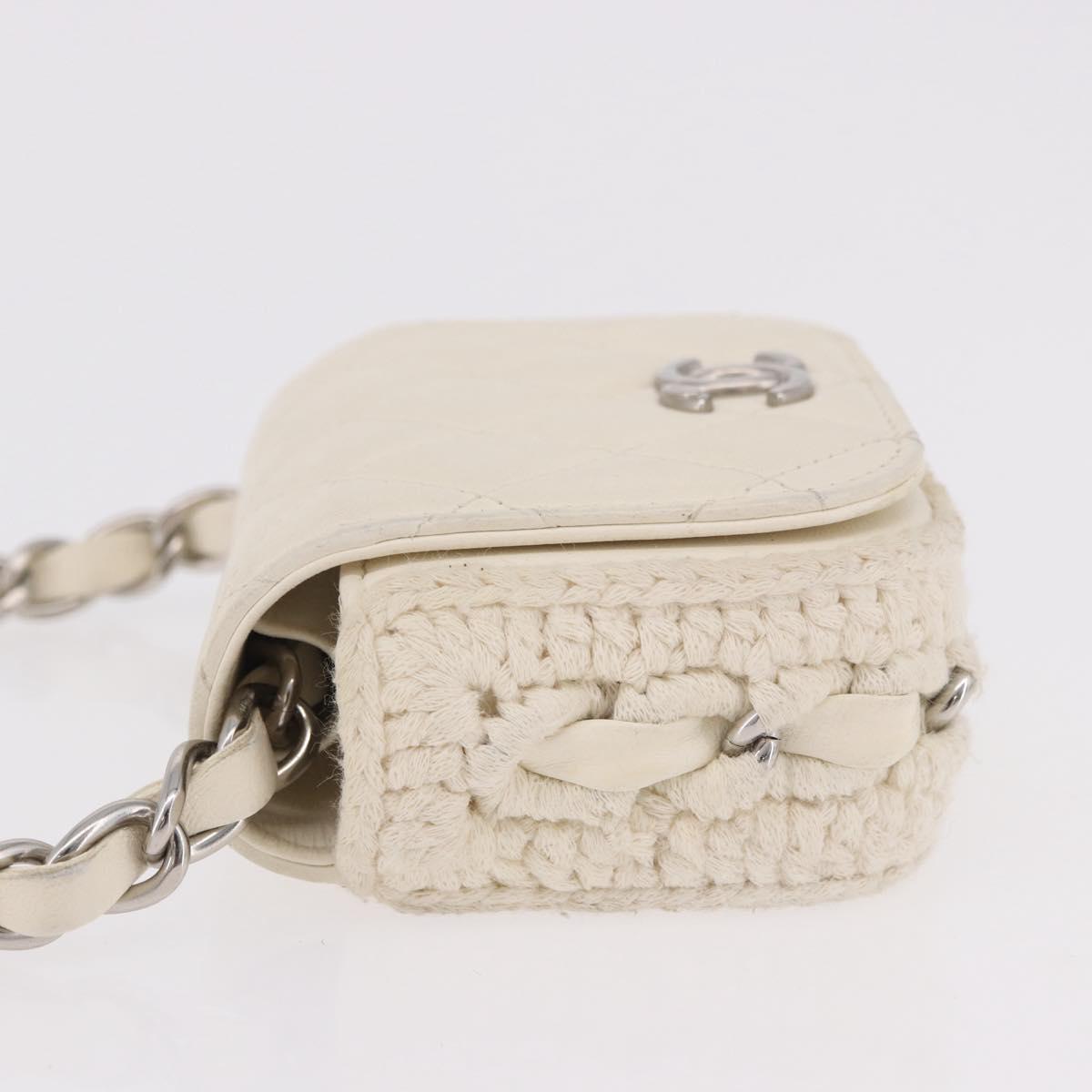 CHANEL Matelasse Chain Shoulder Bag Lamb Skin White Silver CC Auth 185770SAM - Jerrillo image 5
