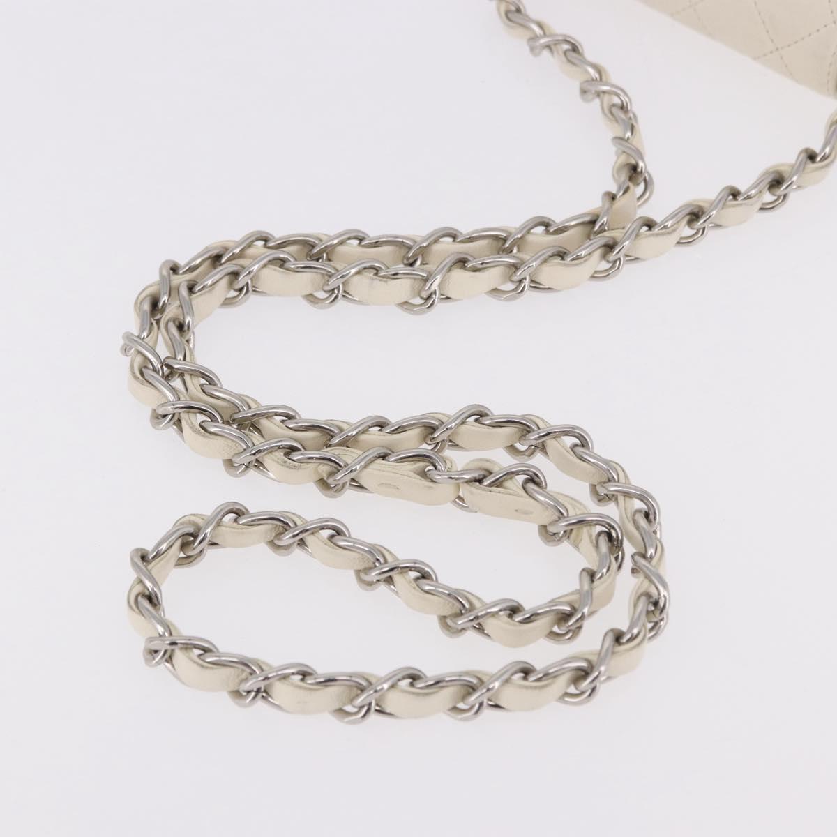 CHANEL Matelasse Chain Shoulder Bag Lamb Skin White Silver CC Auth 185770SAM - Jerrillo image 7