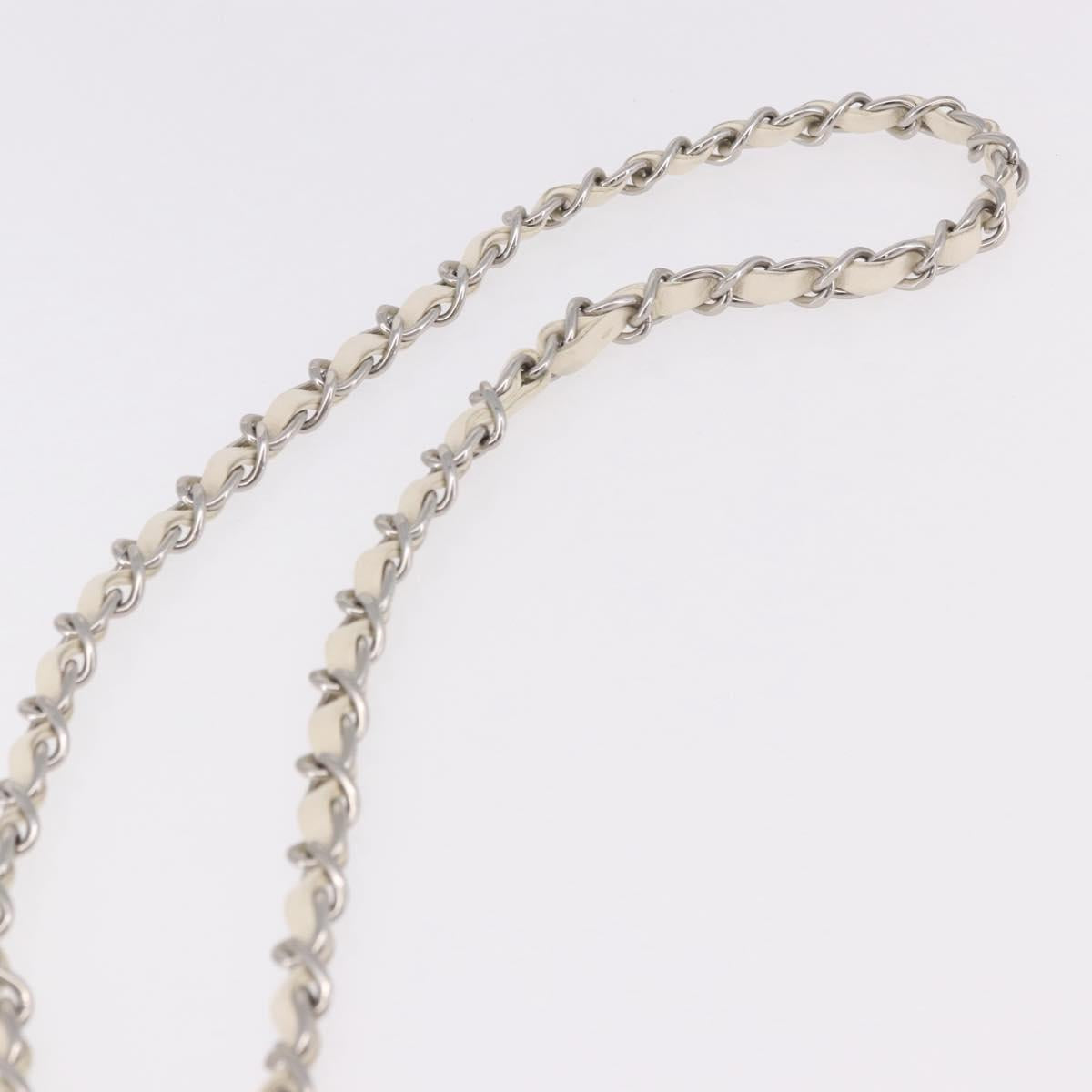 CHANEL Matelasse Chain Shoulder Bag Lamb Skin White Silver CC Auth 185770SAM - Jerrillo image 8