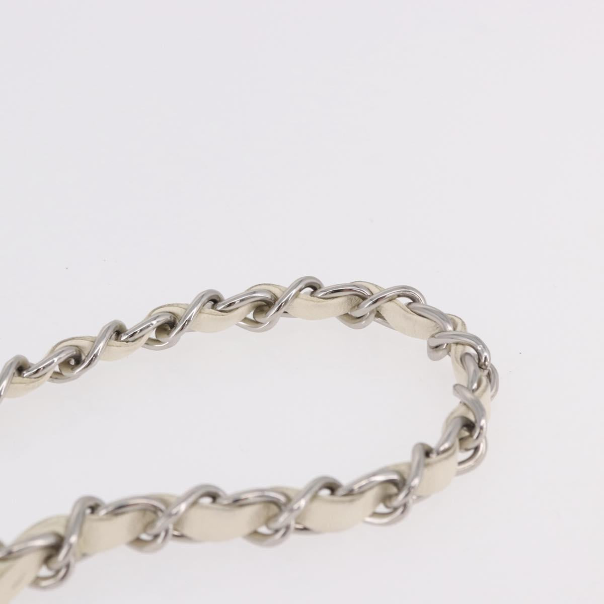 CHANEL Matelasse Chain Shoulder Bag Lamb Skin White Silver CC Auth 185770SAM - Jerrillo image 9