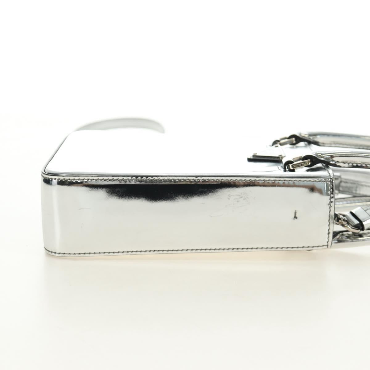 PRADA Hand Bag Patent Leather 2way Silver Auth 185901M - Jerrillo image 4