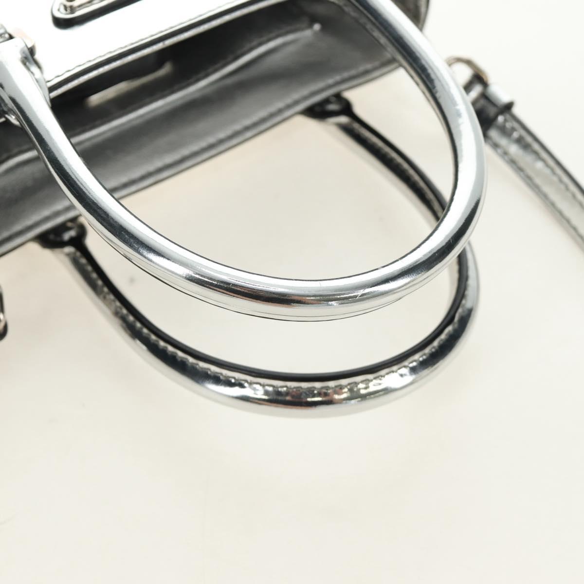 PRADA Hand Bag Patent Leather 2way Silver Auth 185901M - Jerrillo image 8