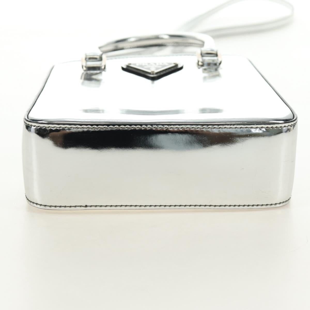 PRADA Hand Bag Patent Leather 2way Silver Auth 185901M - Jerrillo image 7