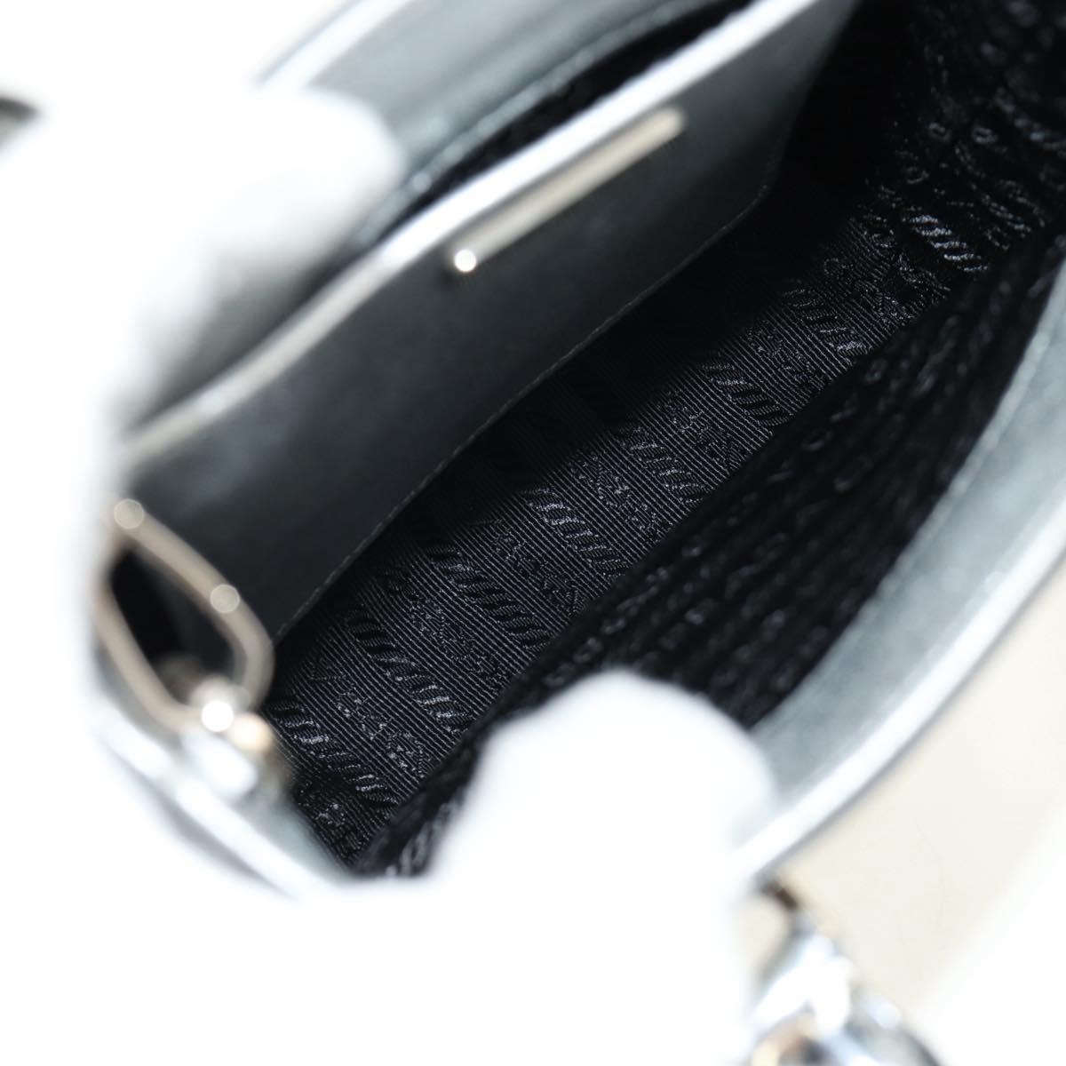 PRADA Hand Bag Patent Leather 2way Silver Auth 185901M - Jerrillo image 10