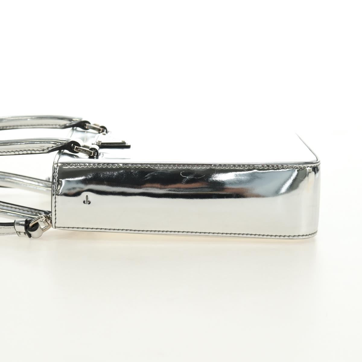 PRADA Hand Bag Patent Leather 2way Silver Auth 185901M - Jerrillo image 3