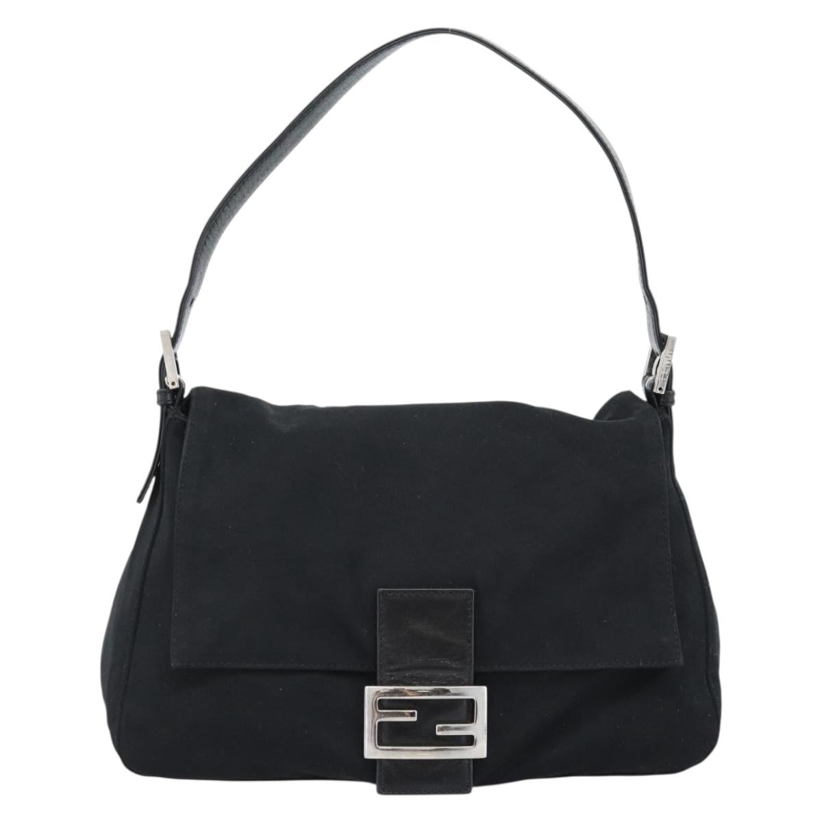 FENDI Mamma Baguette Shoulder Bag Cotton jersey Black Silver Auth 186048 - Jerrillo image 2