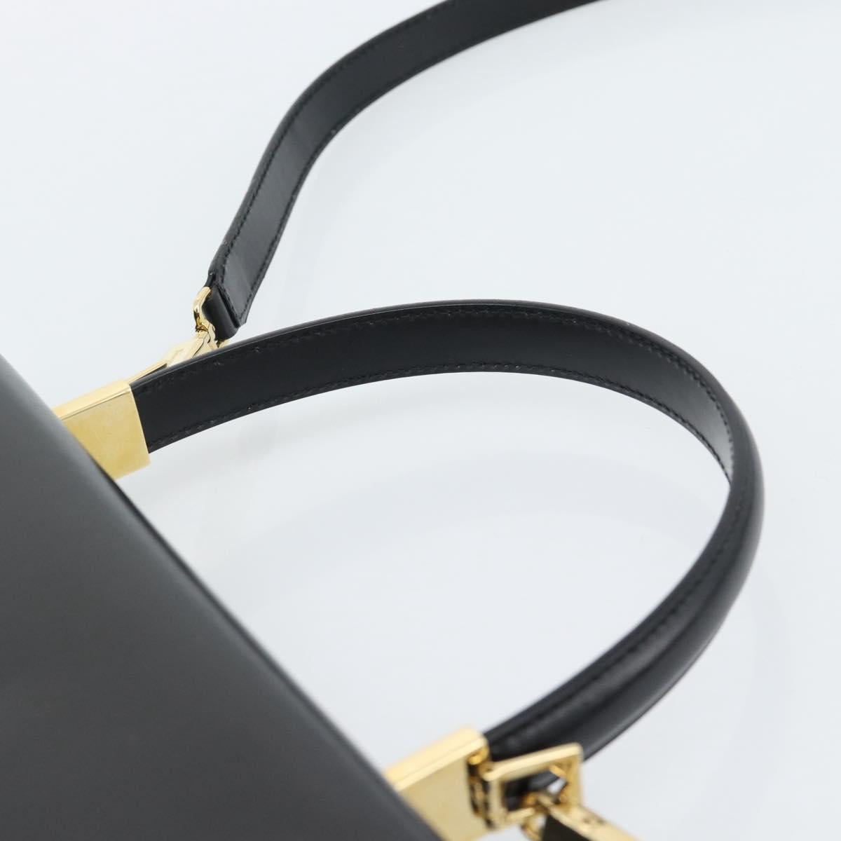 Salvatore Ferragamo Gancini Hand Bag Leather 2way Black Gold Auth 186113V - Jerrillo image 8