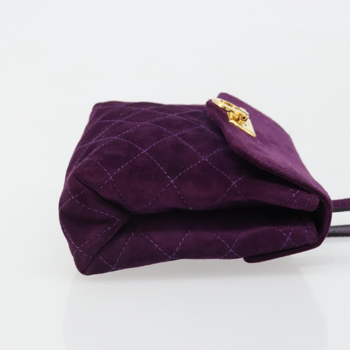 Salvatore Ferragamo Gancini Hand Bag Suede Purple Gold Auth 186128A - Jerrillo image 4
