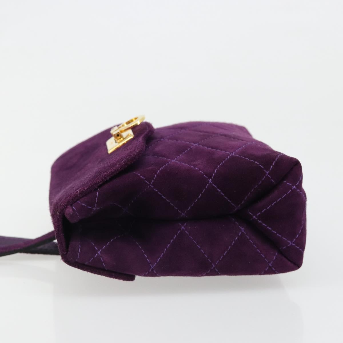 Salvatore Ferragamo Gancini Hand Bag Suede Purple Gold Auth 186128A - Jerrillo image 5