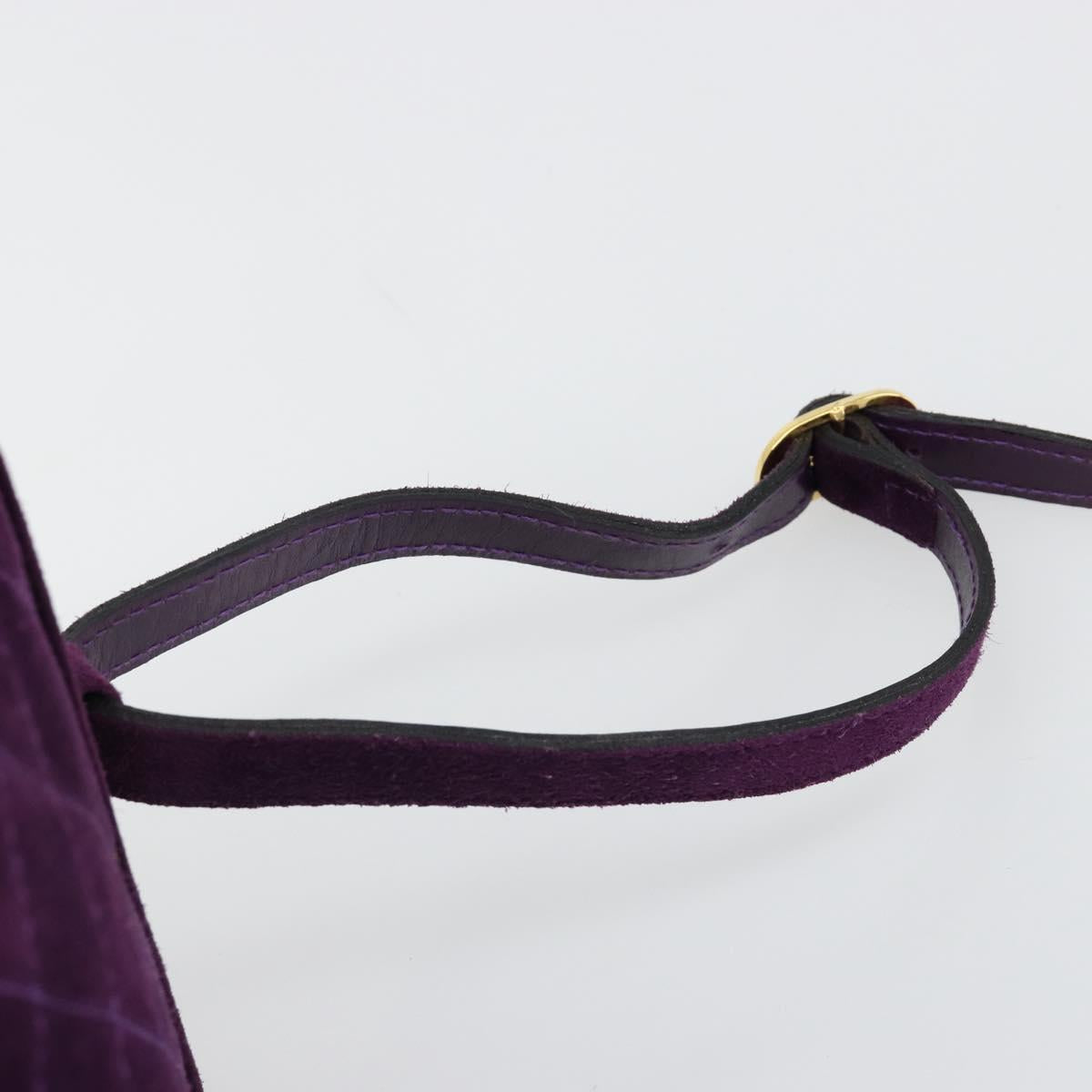 Salvatore Ferragamo Gancini Hand Bag Suede Purple Gold Auth 186128A - Jerrillo image 8