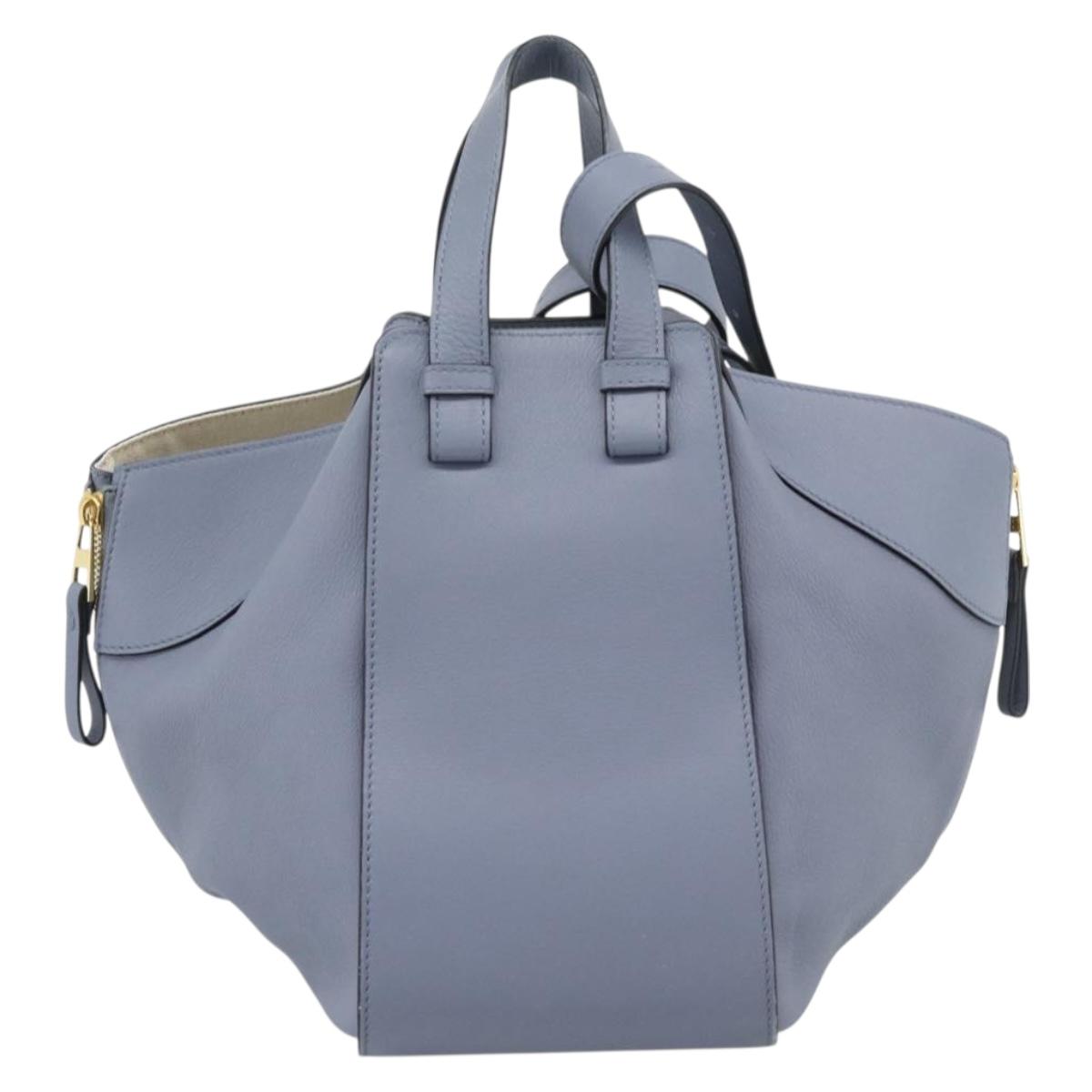 LOEWE Hammock Small Hand Bag Leather 2way Light Blue Gold Auth 186188SM - Jerrillo image 2