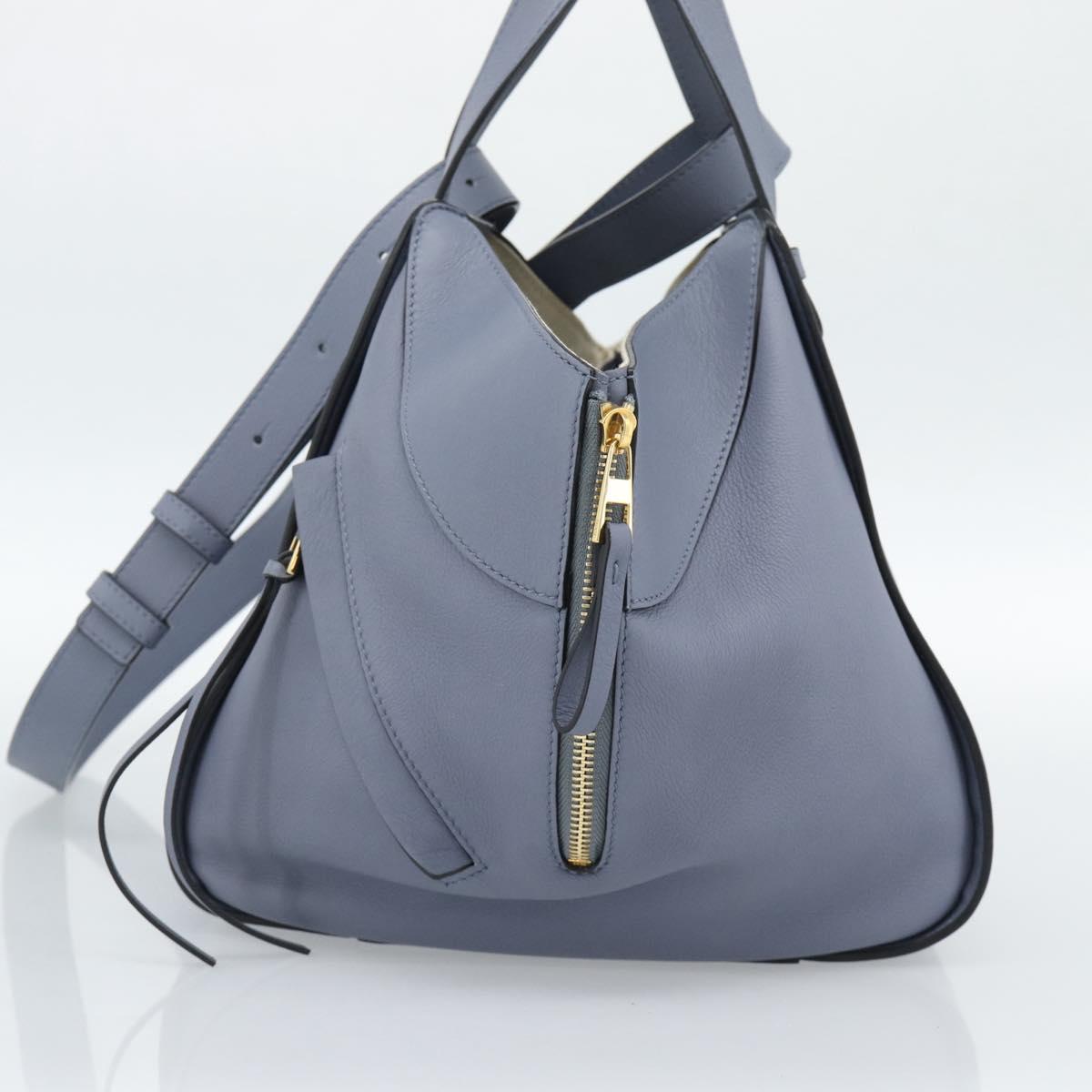 LOEWE Hammock Small Hand Bag Leather 2way Light Blue Gold Auth 186188SM - Jerrillo image 4