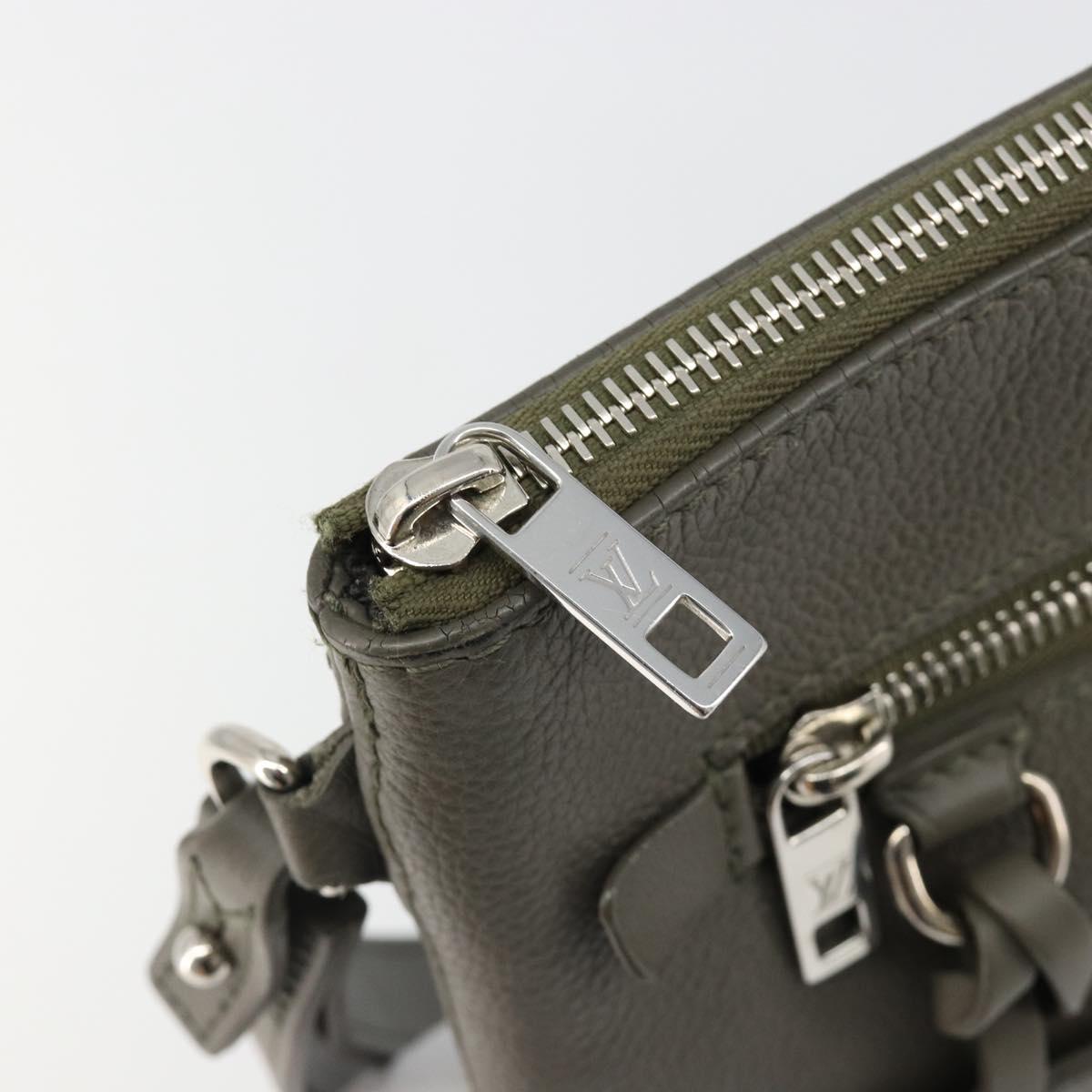 LOUIS VUITTON Takeoff Pouch Clutch Bag Leather Gray M81735 LV Auth 186227M - Jerrillo image 9
