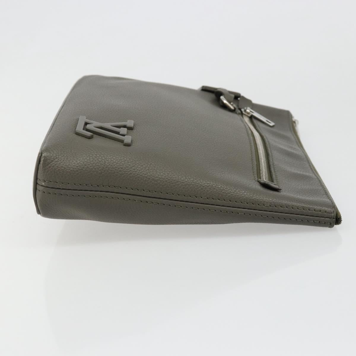 LOUIS VUITTON Takeoff Pouch Clutch Bag Leather Gray M81735 LV Auth 186227M - Jerrillo image 3