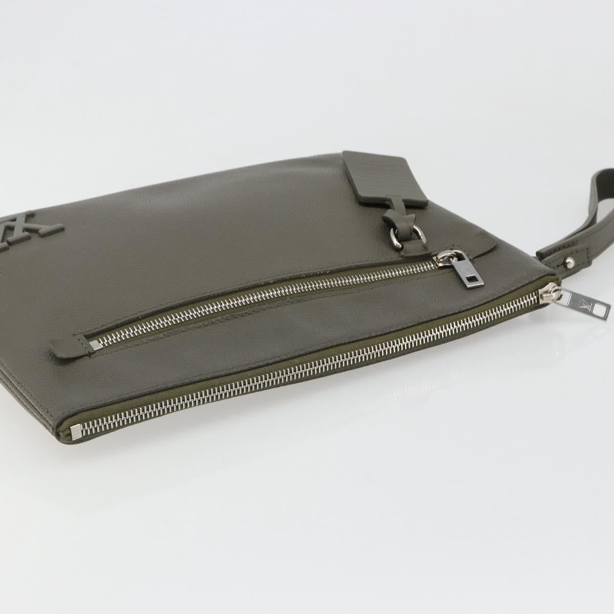 LOUIS VUITTON Takeoff Pouch Clutch Bag Leather Gray M81735 LV Auth 186227M - Jerrillo image 5