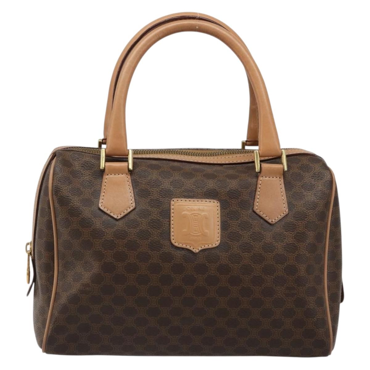 CELINE Macadam Canvas Boston Bag PVC Leather Brown Gold Auth 186262A - Jerrillo image 2