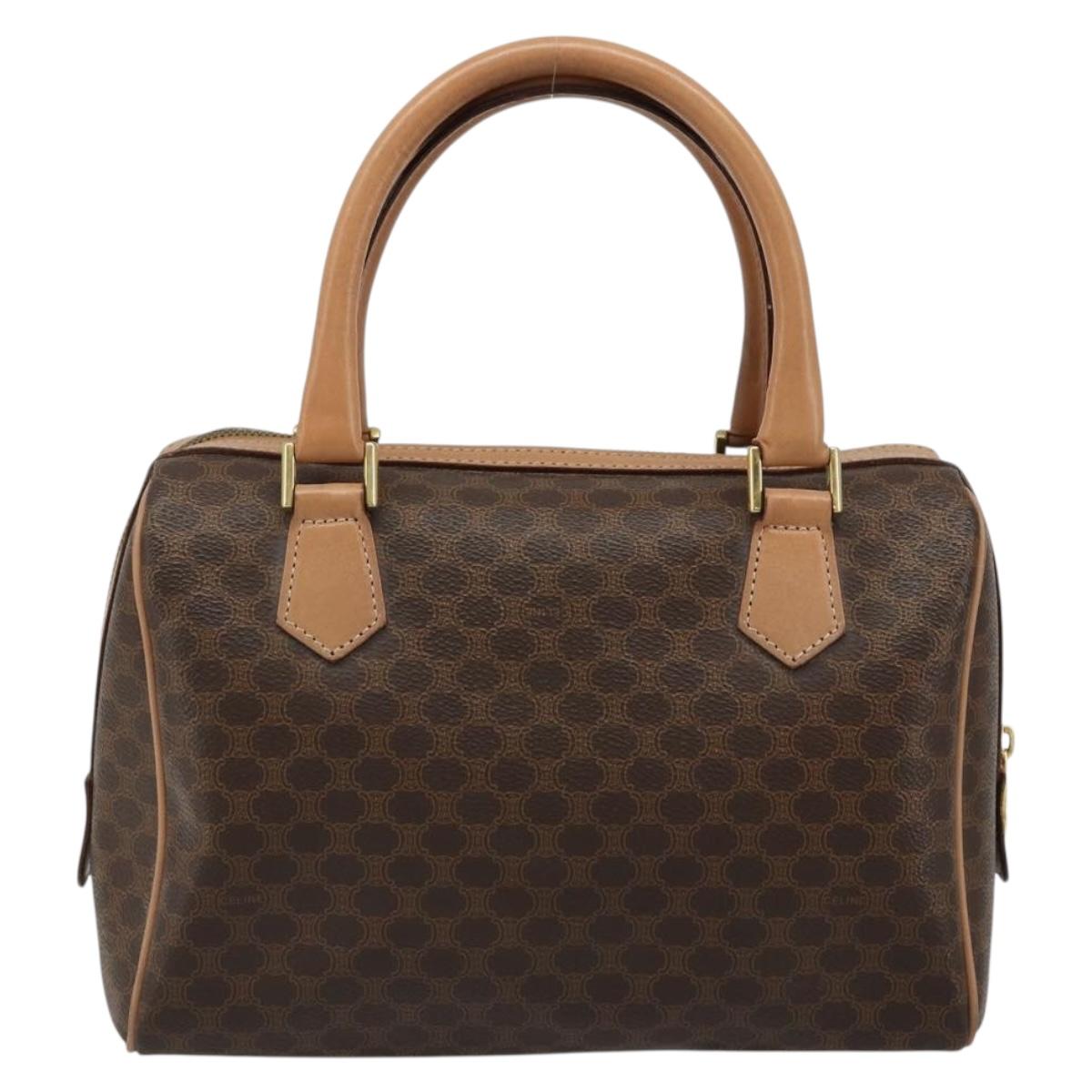 CELINE Macadam Canvas Boston Bag PVC Leather Brown Gold Auth 186262A - Jerrillo image 3