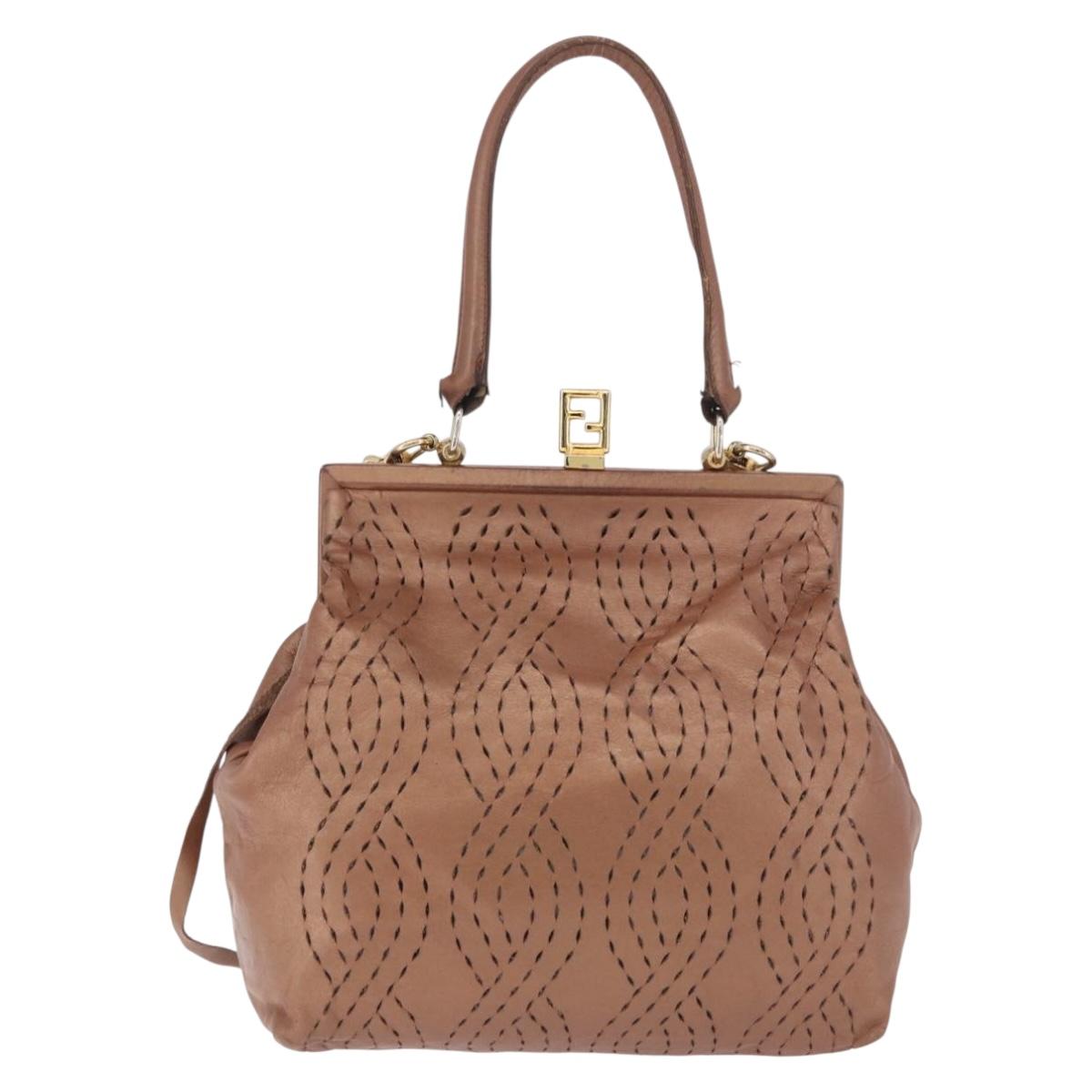 FENDI Shoulder Bag Leather 2way Bronze Gold Auth 186712 - Jerrillo image 2