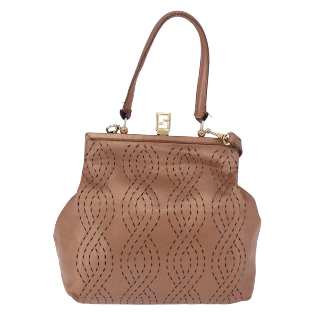FENDI Shoulder Bag Leather 2way Bronze Gold Auth 186712 - Jerrillo image 3