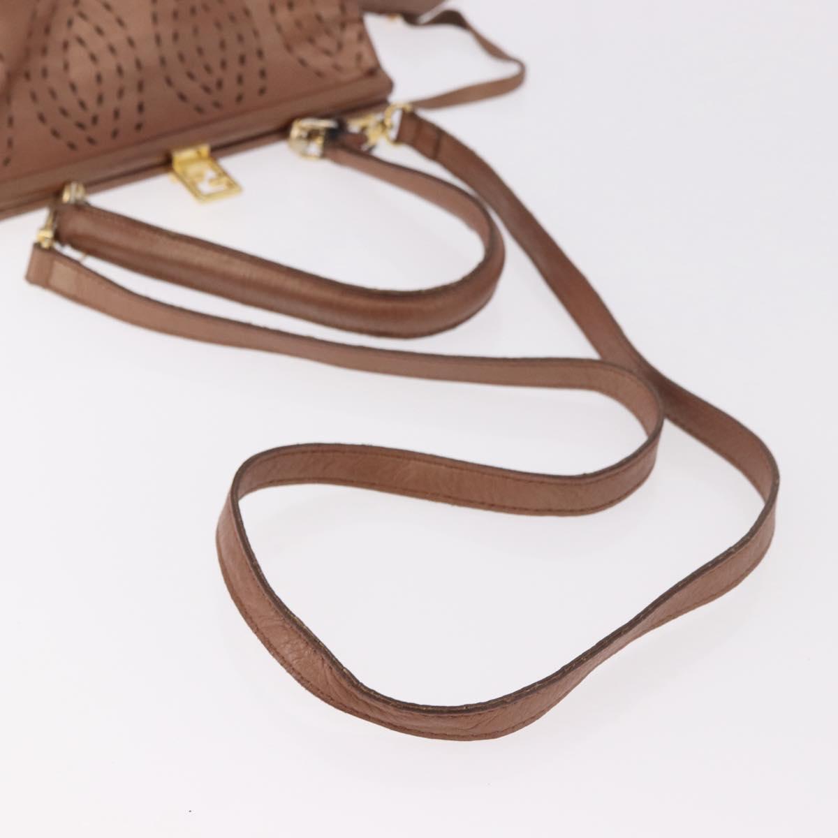FENDI Shoulder Bag Leather 2way Bronze Gold Auth 186712 - Jerrillo image 9