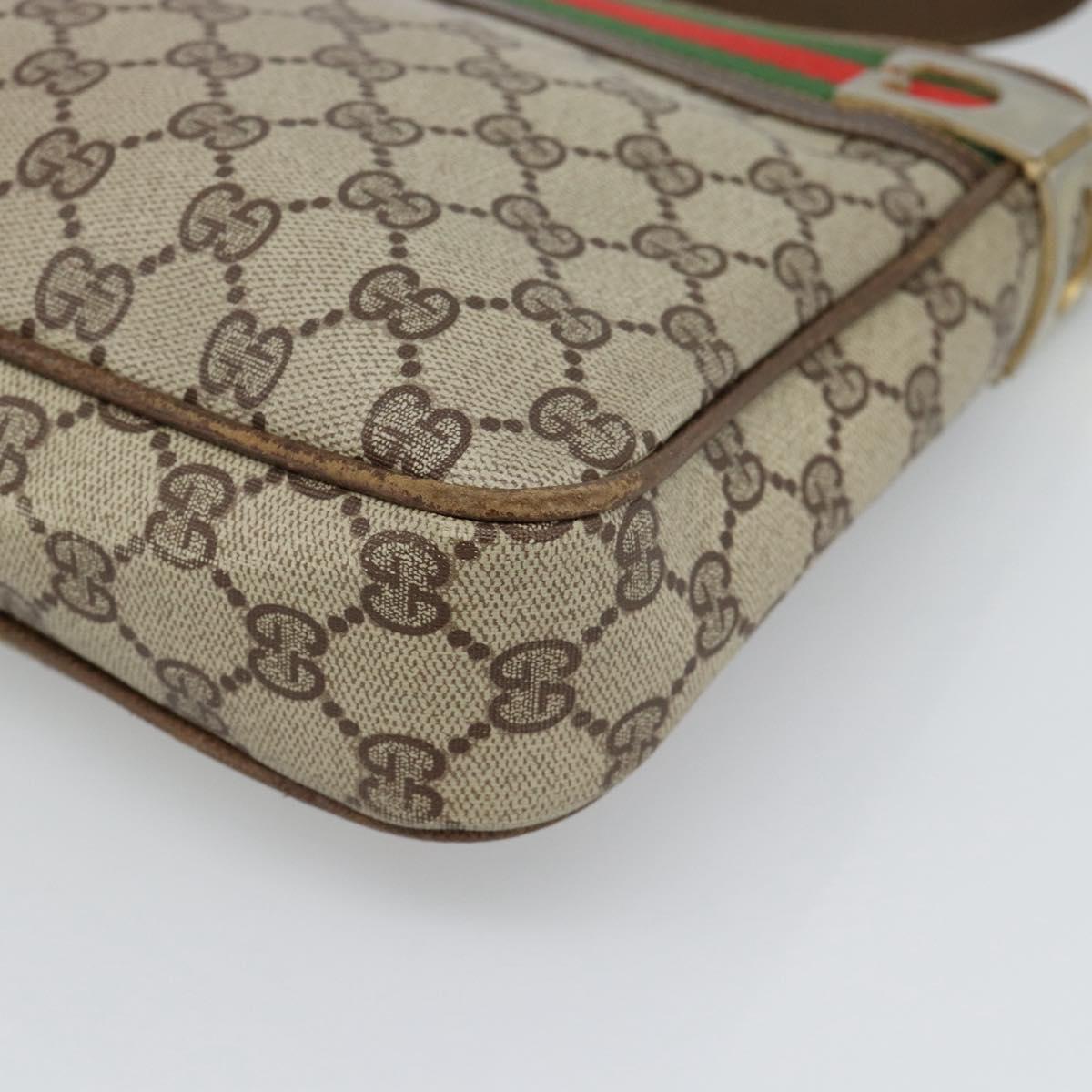 GUCCI GG Supreme Web Sherry Line Shoulder Bag PVC Beige Gold Auth 186802 - Jerrillo image 10