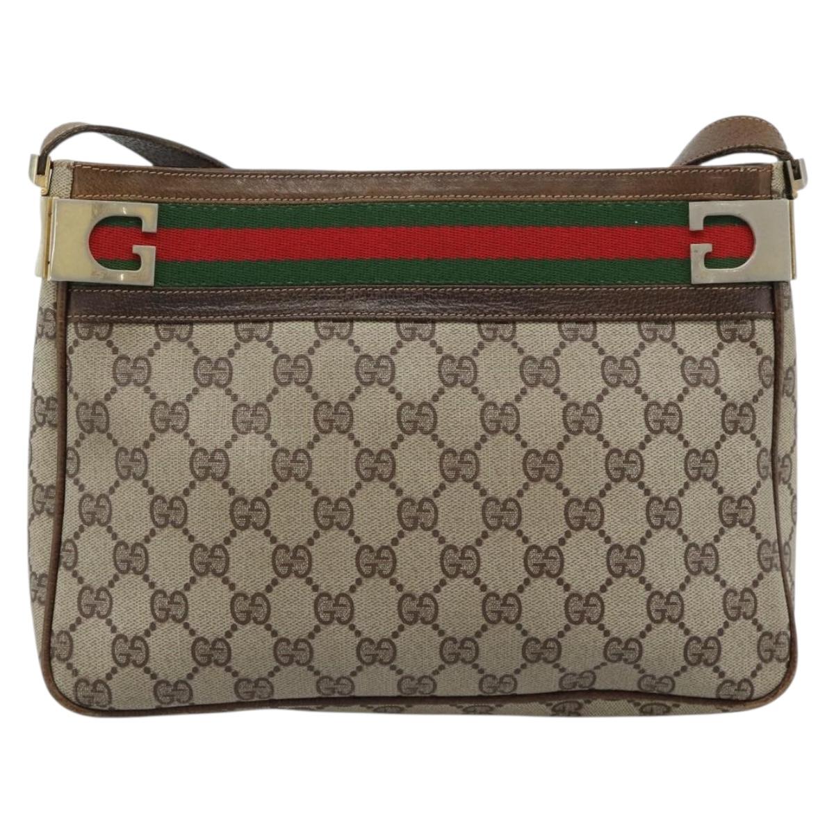 GUCCI GG Supreme Web Sherry Line Shoulder Bag PVC Beige Gold Auth 186802 - Jerrillo image 2