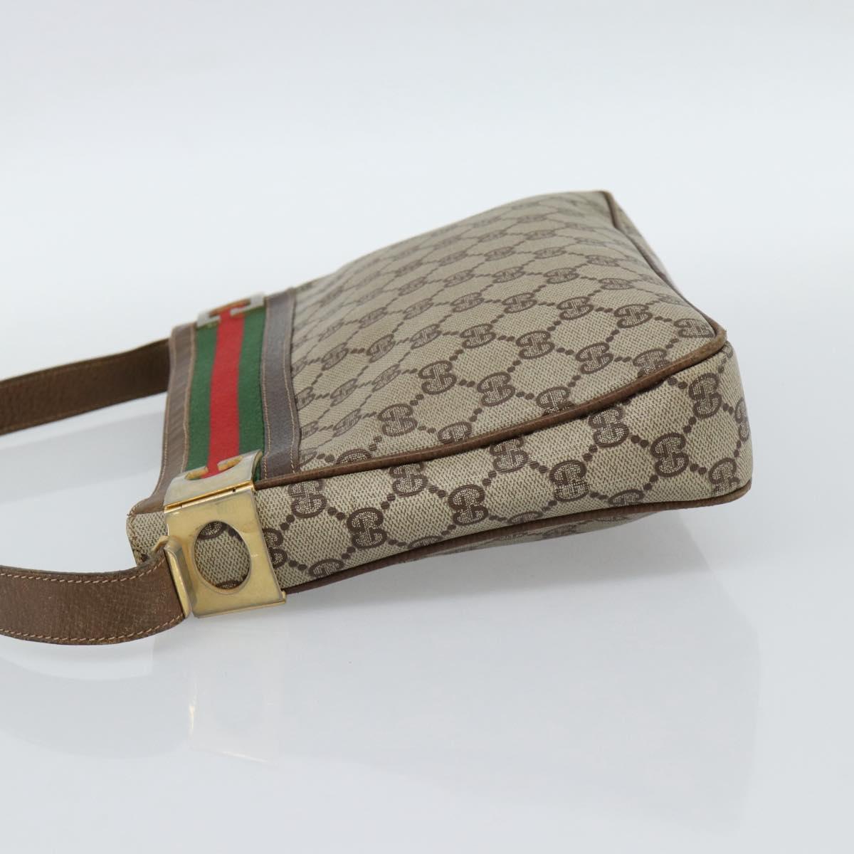 GUCCI GG Supreme Web Sherry Line Shoulder Bag PVC Beige Gold Auth 186802 - Jerrillo image 4