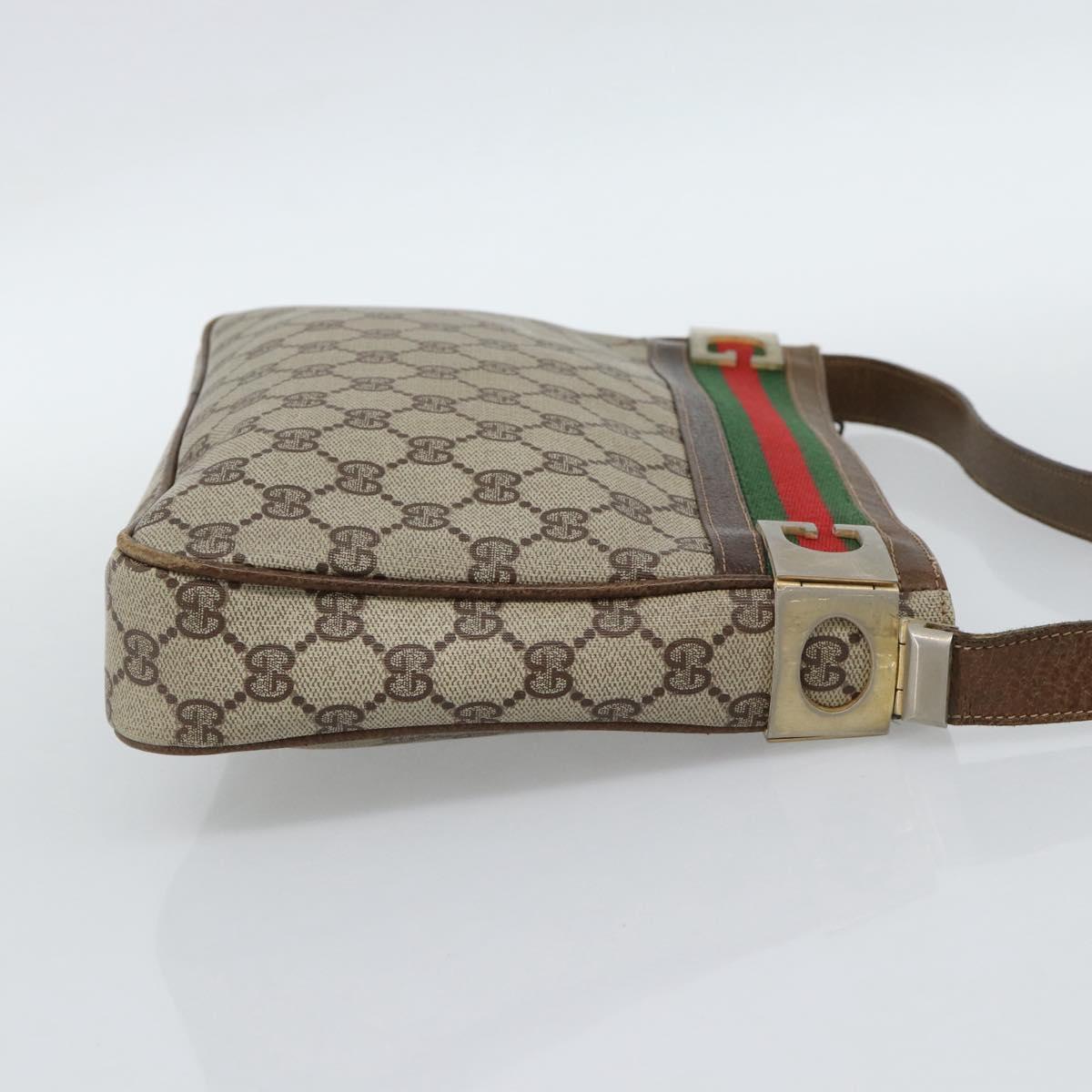 GUCCI GG Supreme Web Sherry Line Shoulder Bag PVC Beige Gold Auth 186802 - Jerrillo image 5