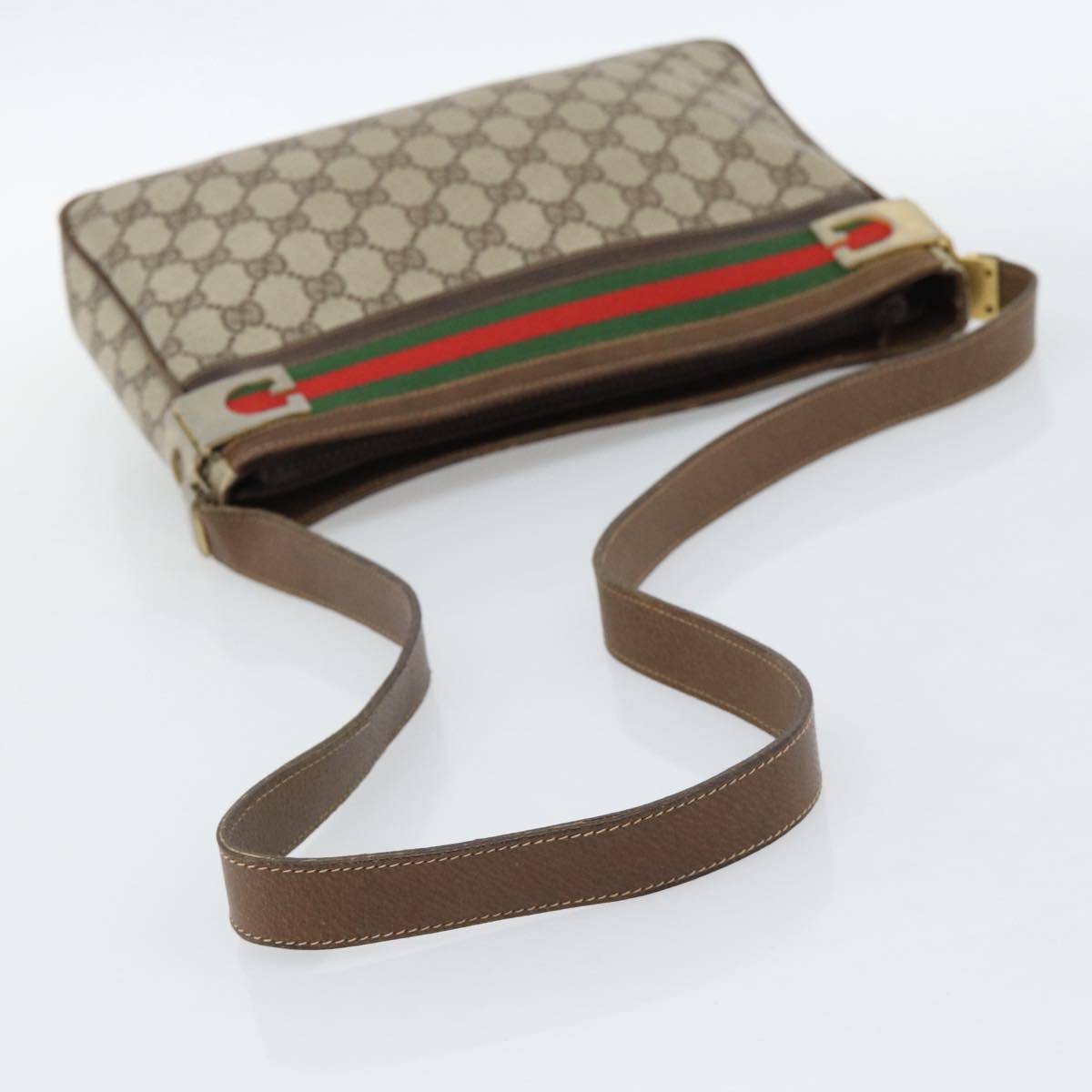 GUCCI GG Supreme Web Sherry Line Shoulder Bag PVC Beige Gold Auth 186802 - Jerrillo image 7