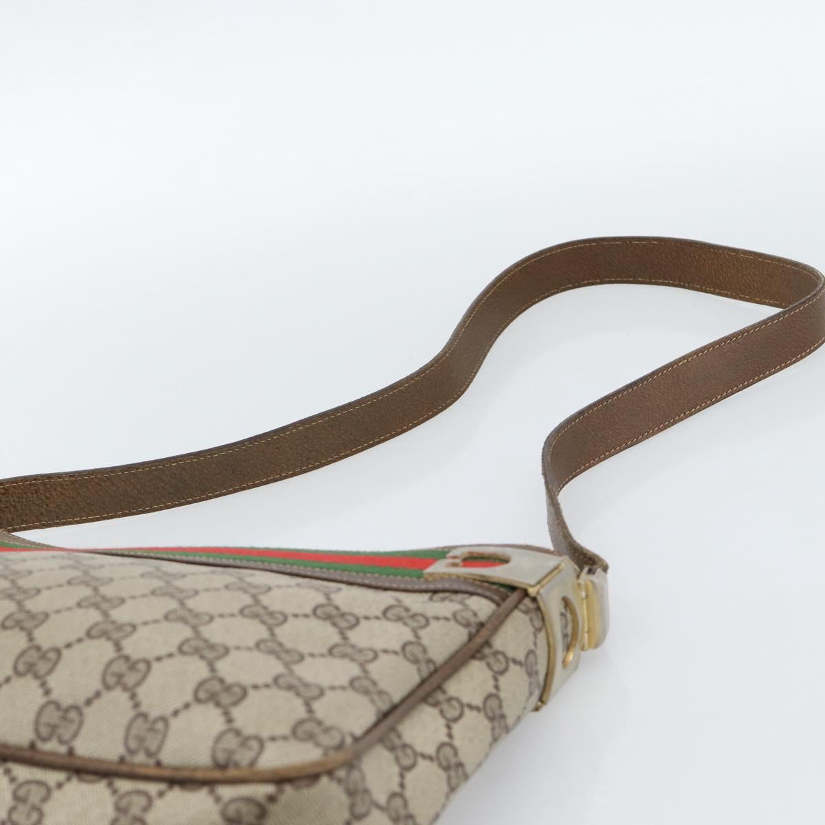 GUCCI GG Supreme Web Sherry Line Shoulder Bag PVC Beige Gold Auth 186802 - Jerrillo image 8